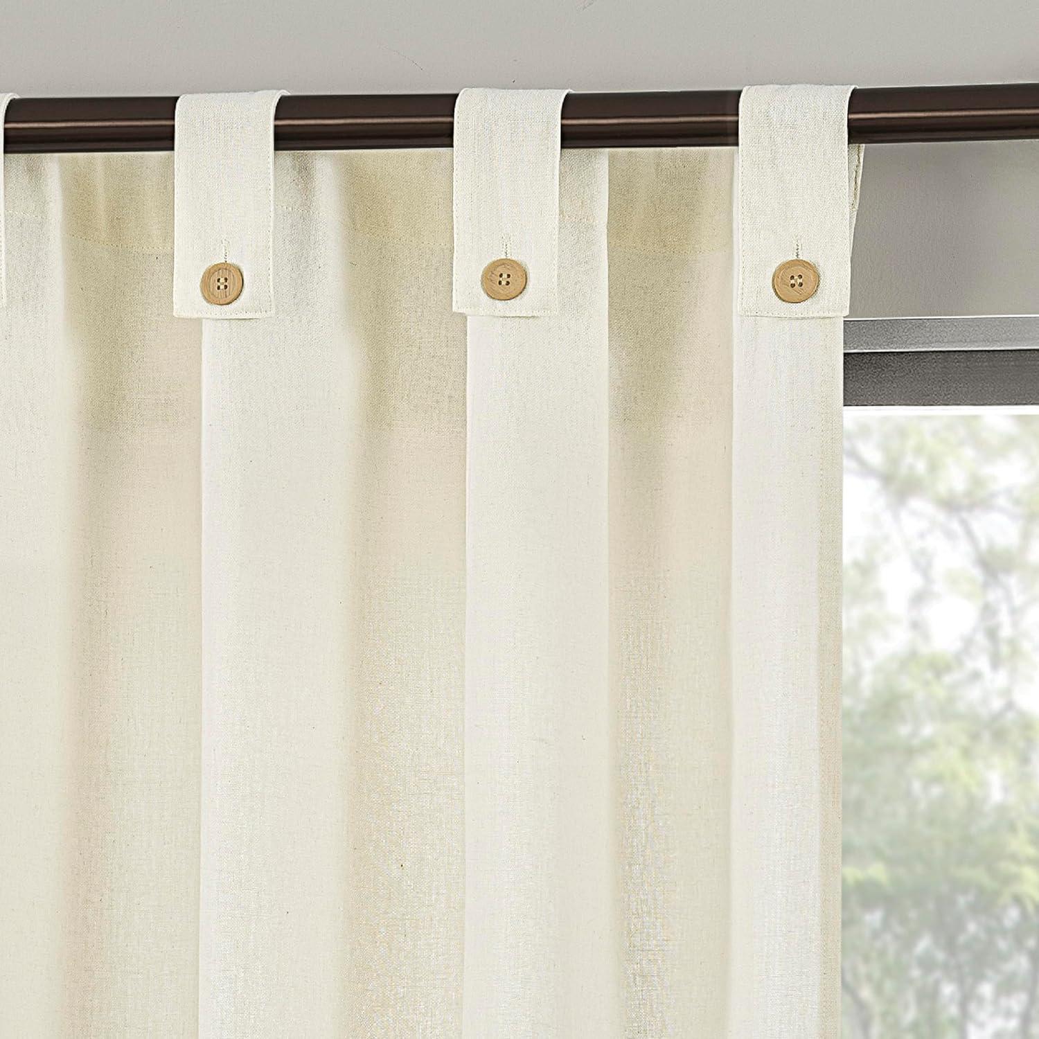 Archaeo Light Filtering Cotton Blend Button Tab Top Curtain Panel