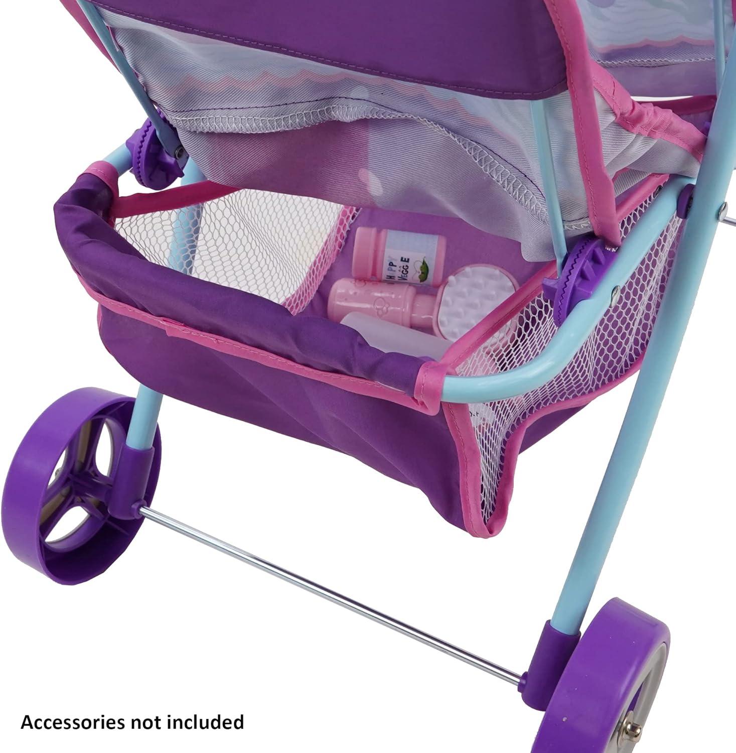 509: Mermaid Twin Doll Stroller W/ Retractable Canopy, 2 Seats