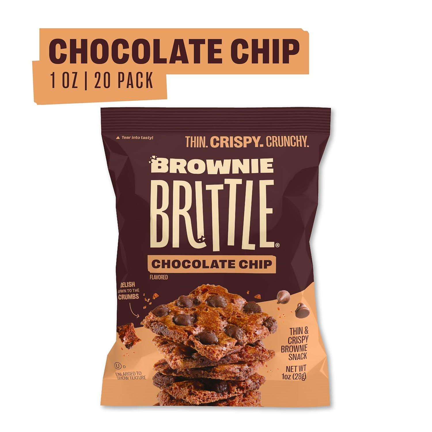 Sheila G's Brownie Brittle - Original Chocolate Chip Thin and Crispy Sweet Snacks (Pack of 20, 1 oz), Rich Gourmet Brownie Bites Dessert