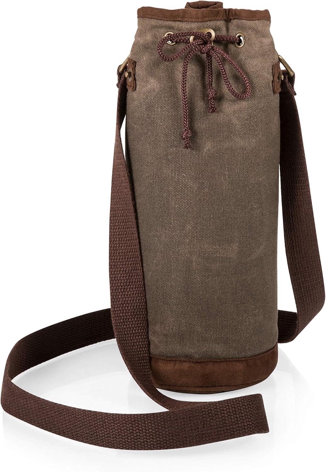 Waxed Canvas Single Bottle Insulated Tote Bag