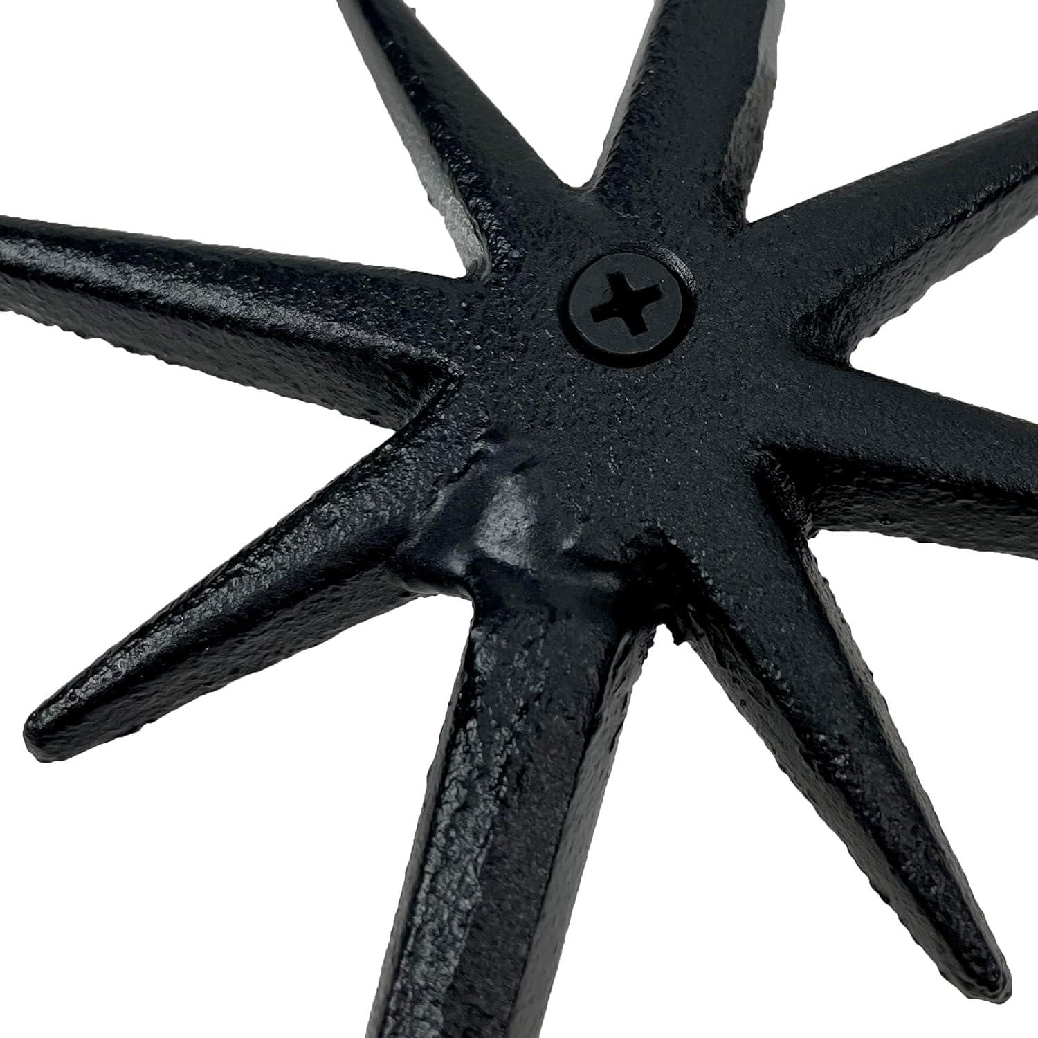 Zeckos Set of 3 Black Finish Cast Iron Atomic Starburst Wall Hooks - Black - Size 6.75 inch