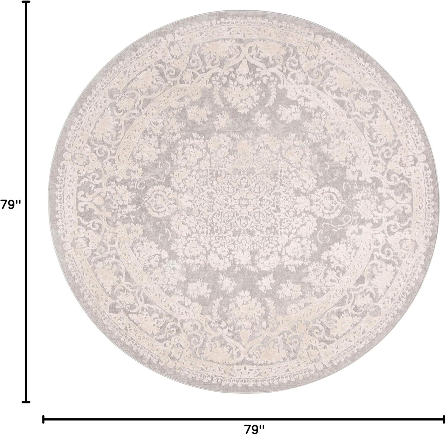 Reflection RFT664 Power Loomed Indoor Area Rug - Light Grey/Cream - 6'7" round - Safavieh.