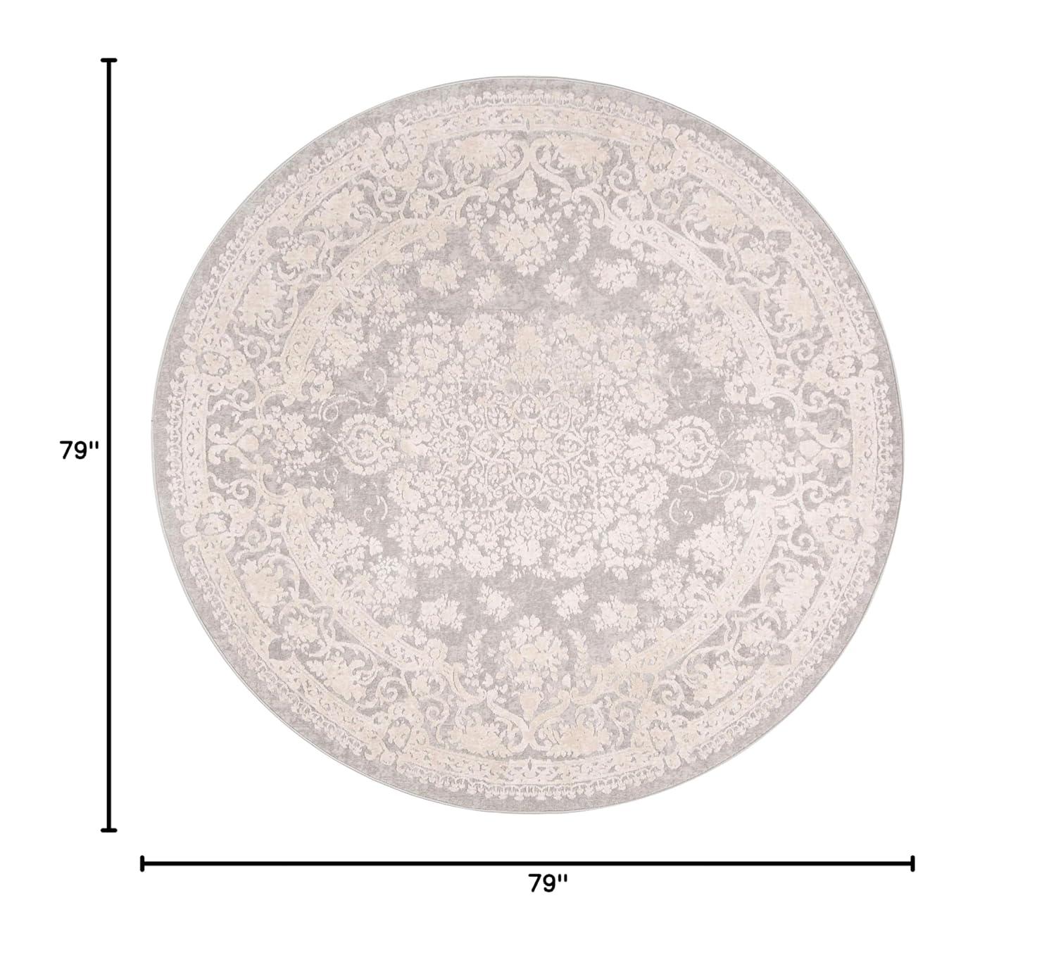Reflection RFT664 Power Loomed Indoor Area Rug - Light Grey/Cream - 6'7" round - Safavieh.