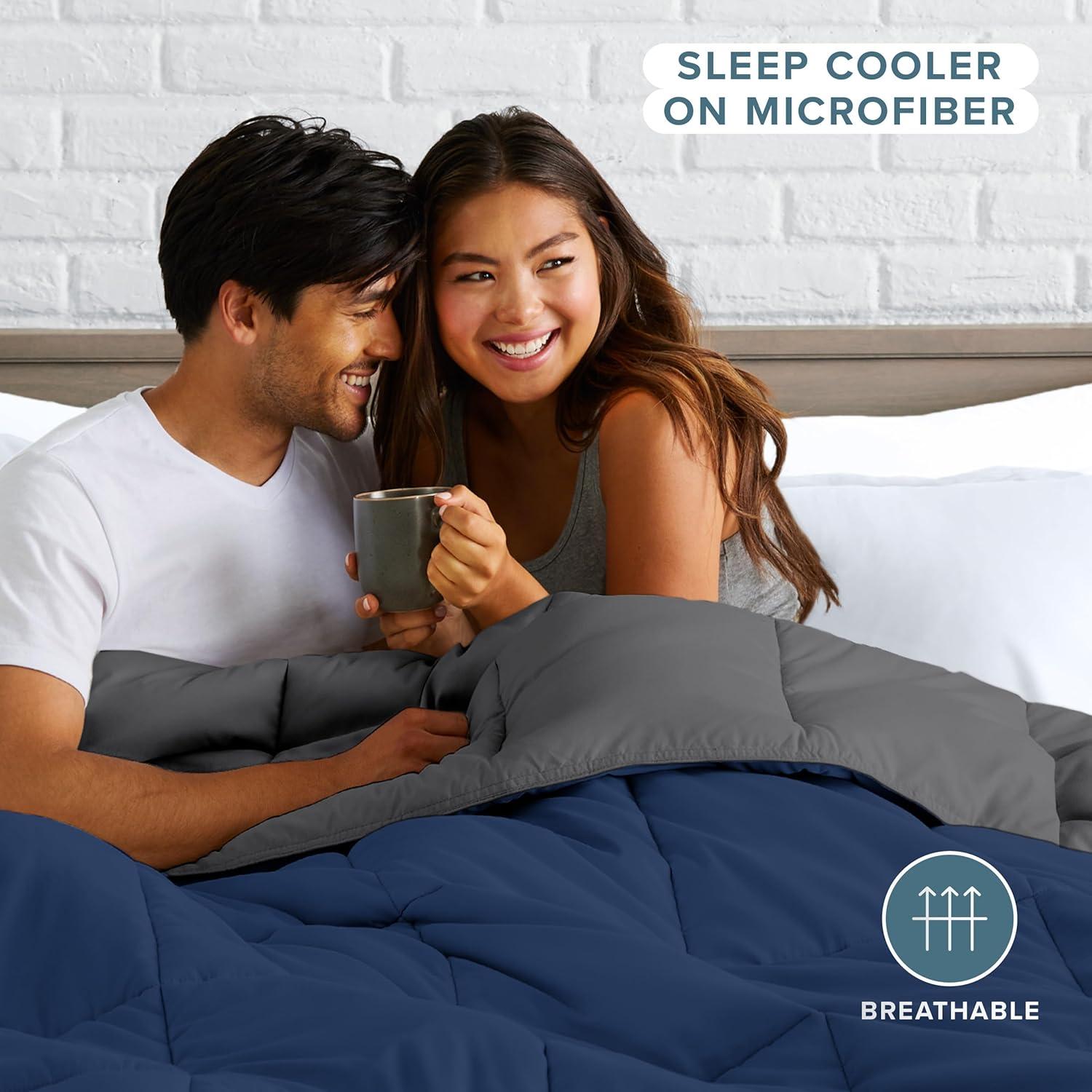 Bare Home Premium Ultra Soft Modern & Contemporary Box Stitch Comforter