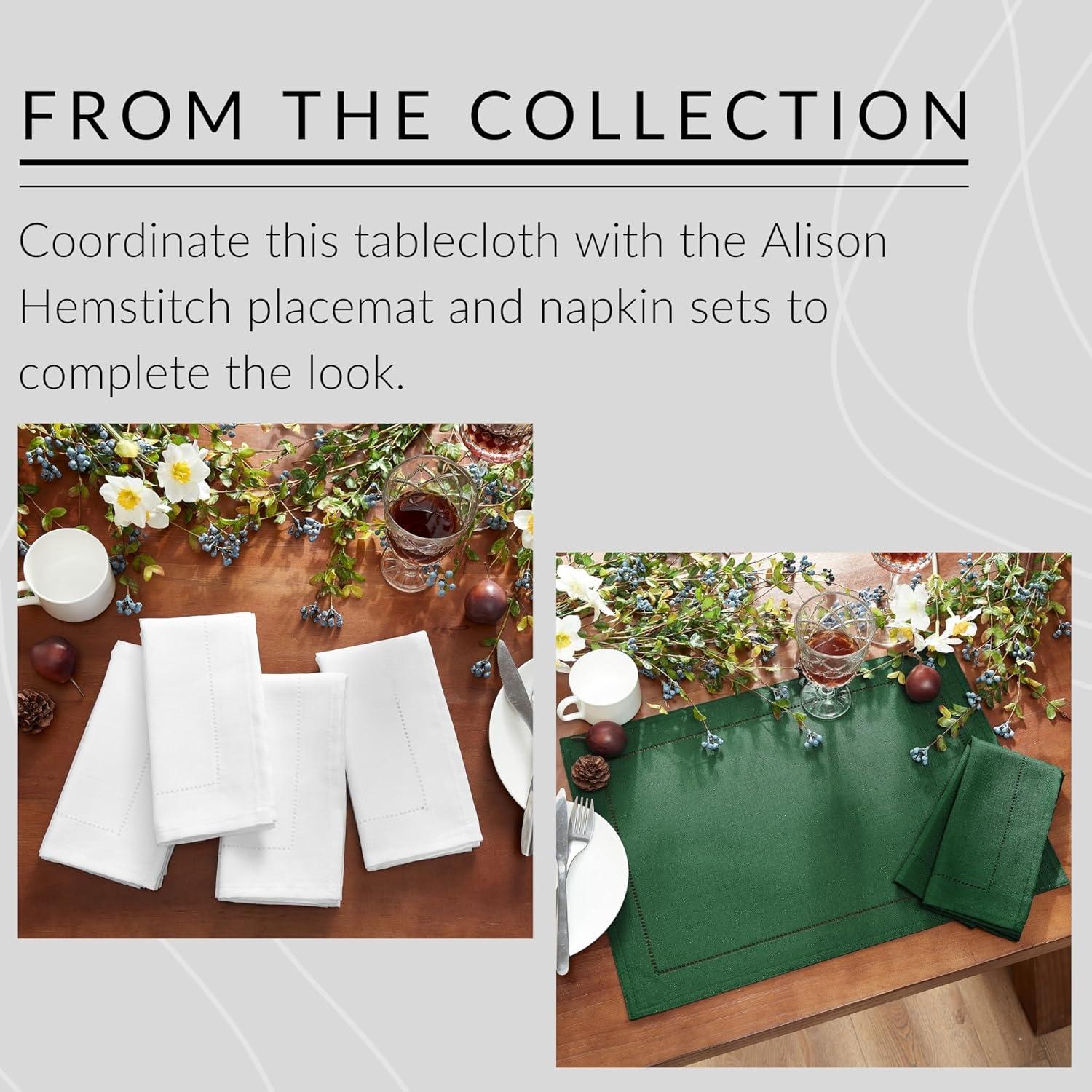 Alison Eyelet Punched Border Fabric Tablecloth - 52" x 70" - White - Elrene Home Fashions