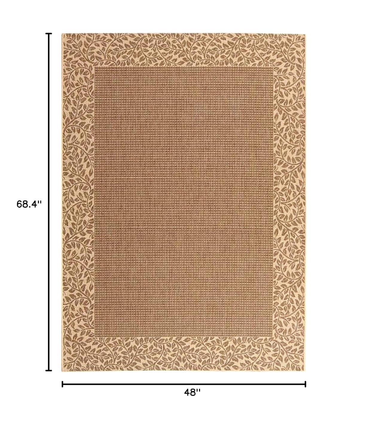 SAFAVIEH Courtyard Regent Oriental Indoor/Outdoor Area Rug, Brown/Natural, 4' x 5'7"