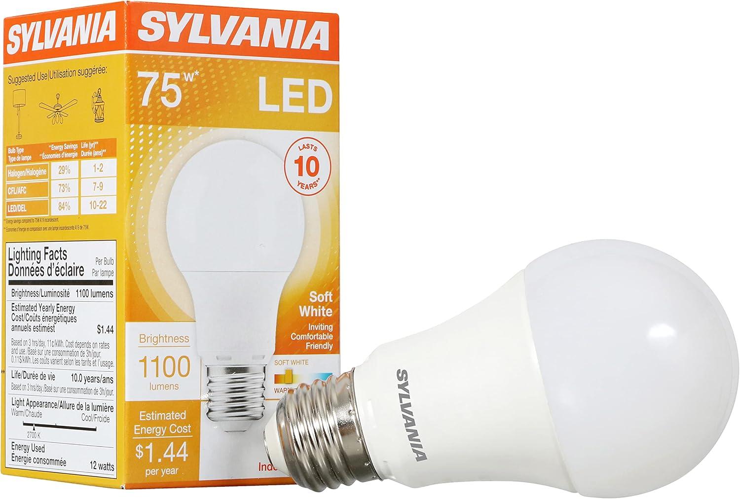 Sylvania LED Light Bulb, A19, 75W Equivalent, Soft White