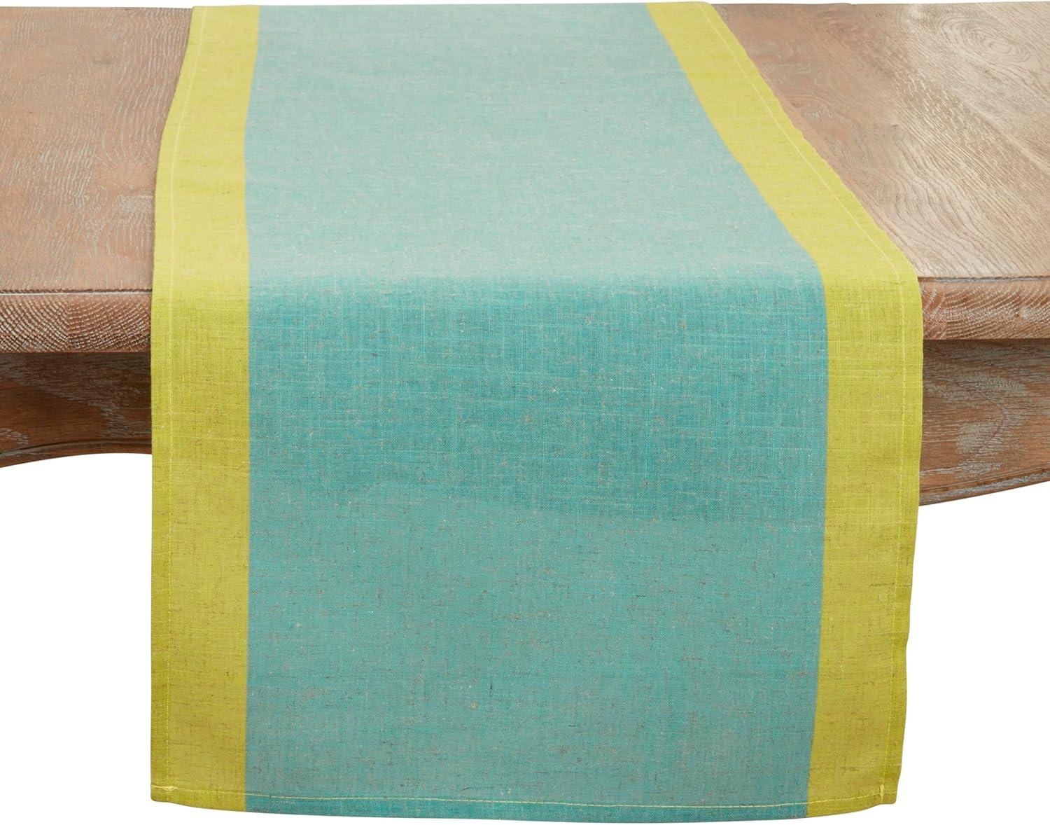 16 x 72 in. Multicolored Band Table Runner, Sea Green