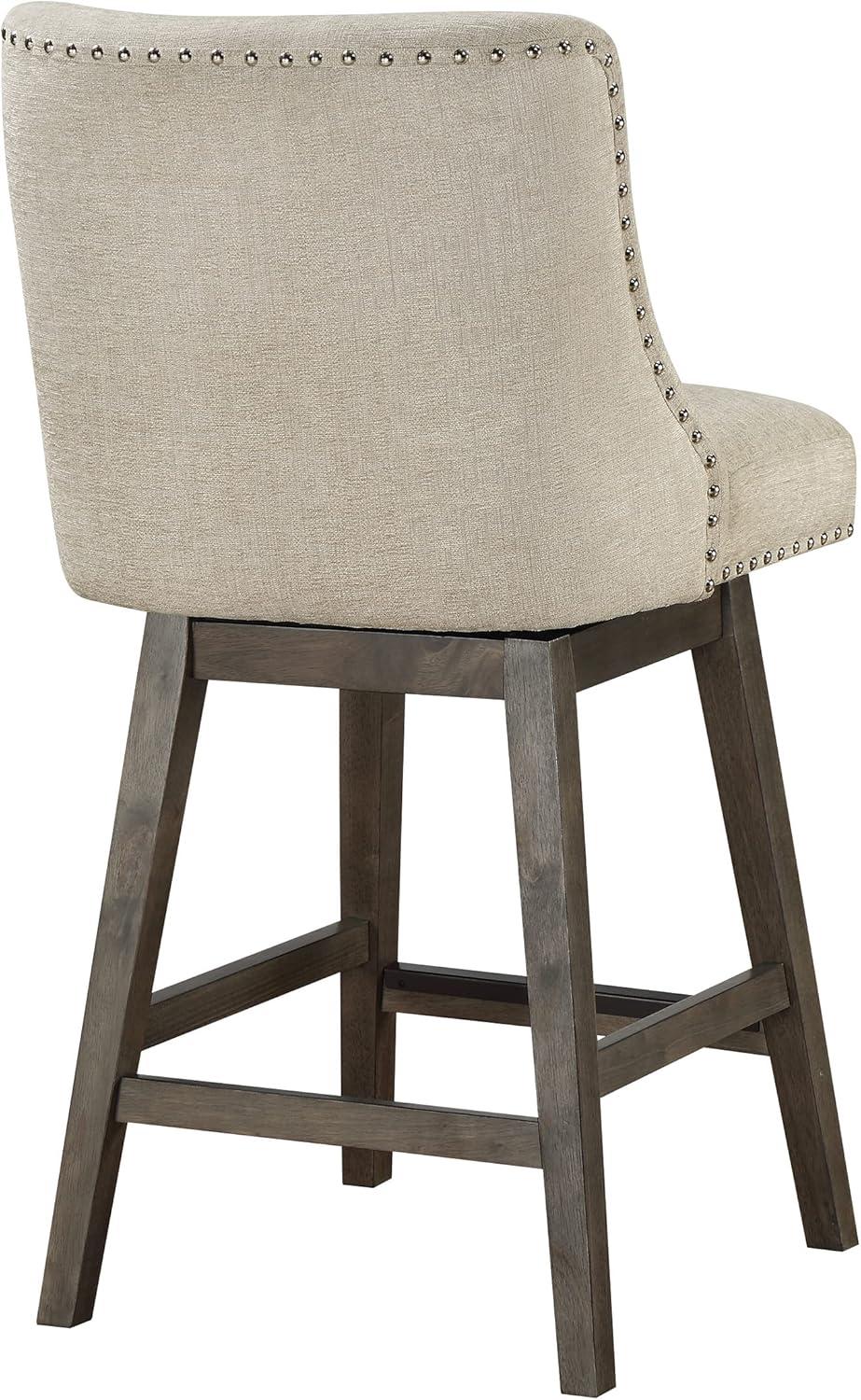 Swivel Upholstered 26'' Counter Stool with Solid Wood Frame