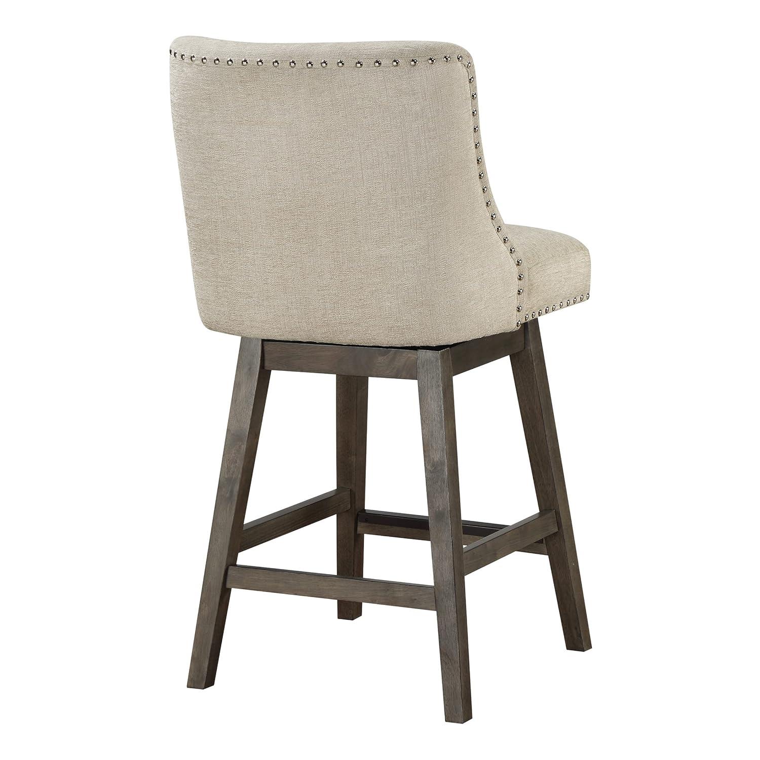 Granville Swivel Upholstered Counter Stool with Solid Wood Frame