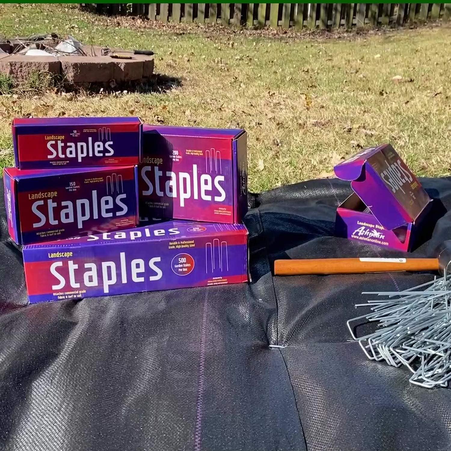 Ashman Online, Garden Landscape Staples Ground Stakes Pins, Silver Color, SOD Staples, 200 Count Heavy Duty & Anti Rust