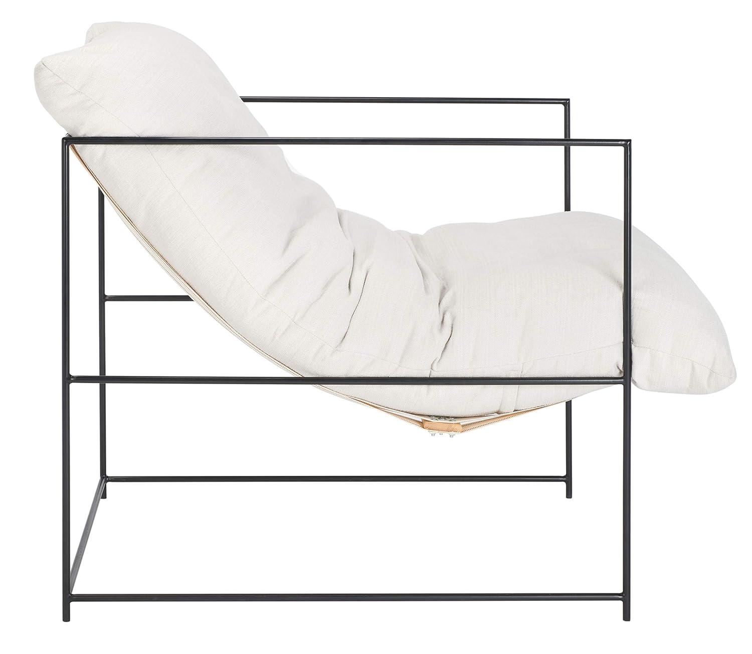 Portland Pillow Top Accent Chair - ACH4511 - Ivory/Black - Safavieh