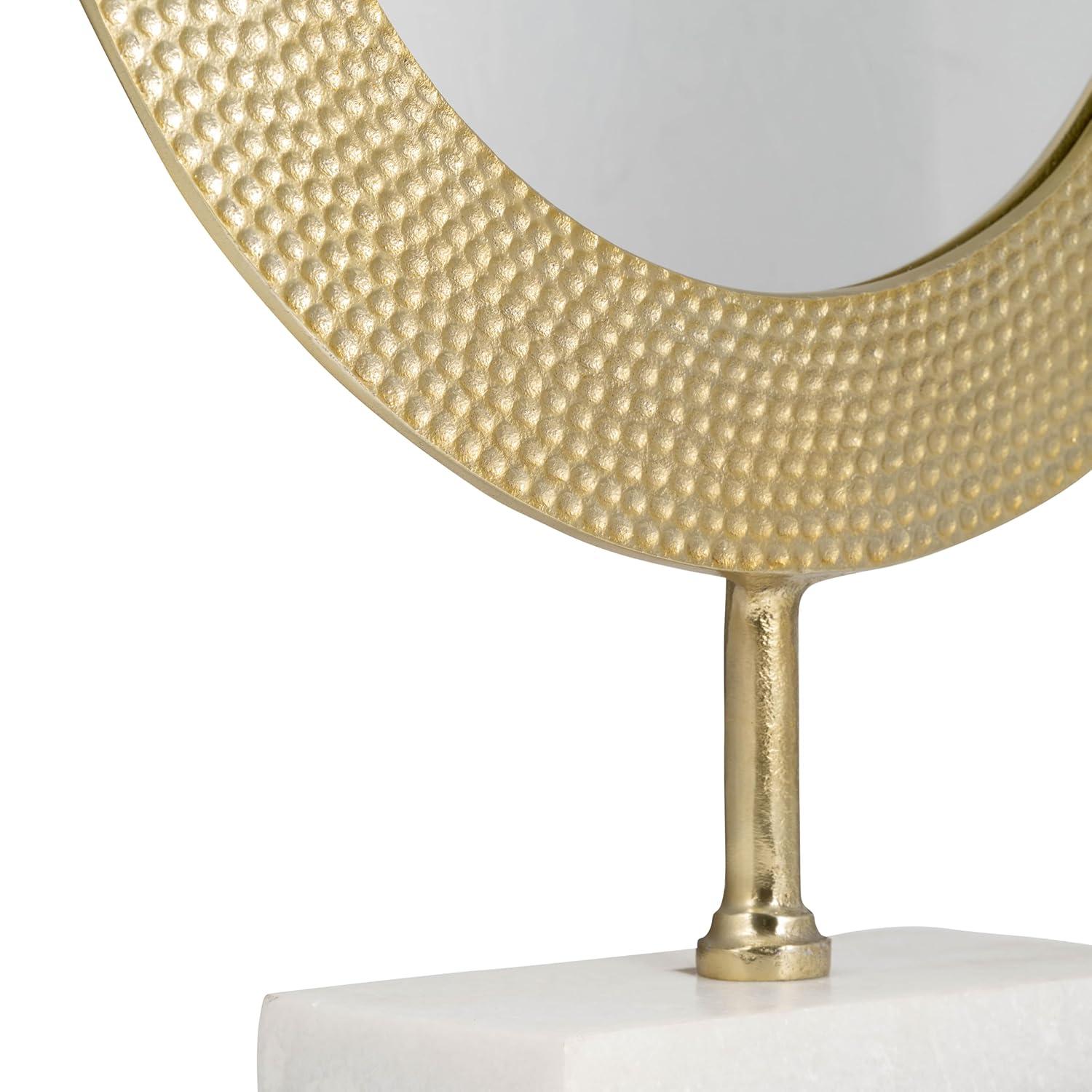 Sagebrook Home Metal 21" Hammered Mirror On Stand, Gold