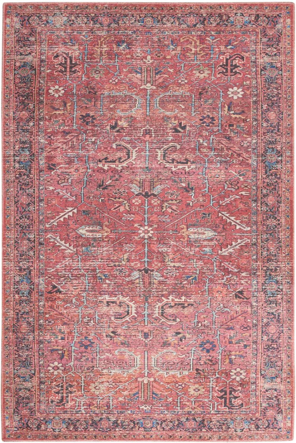 Bungalow Rose Machine Washable Oriental Red Area Rug