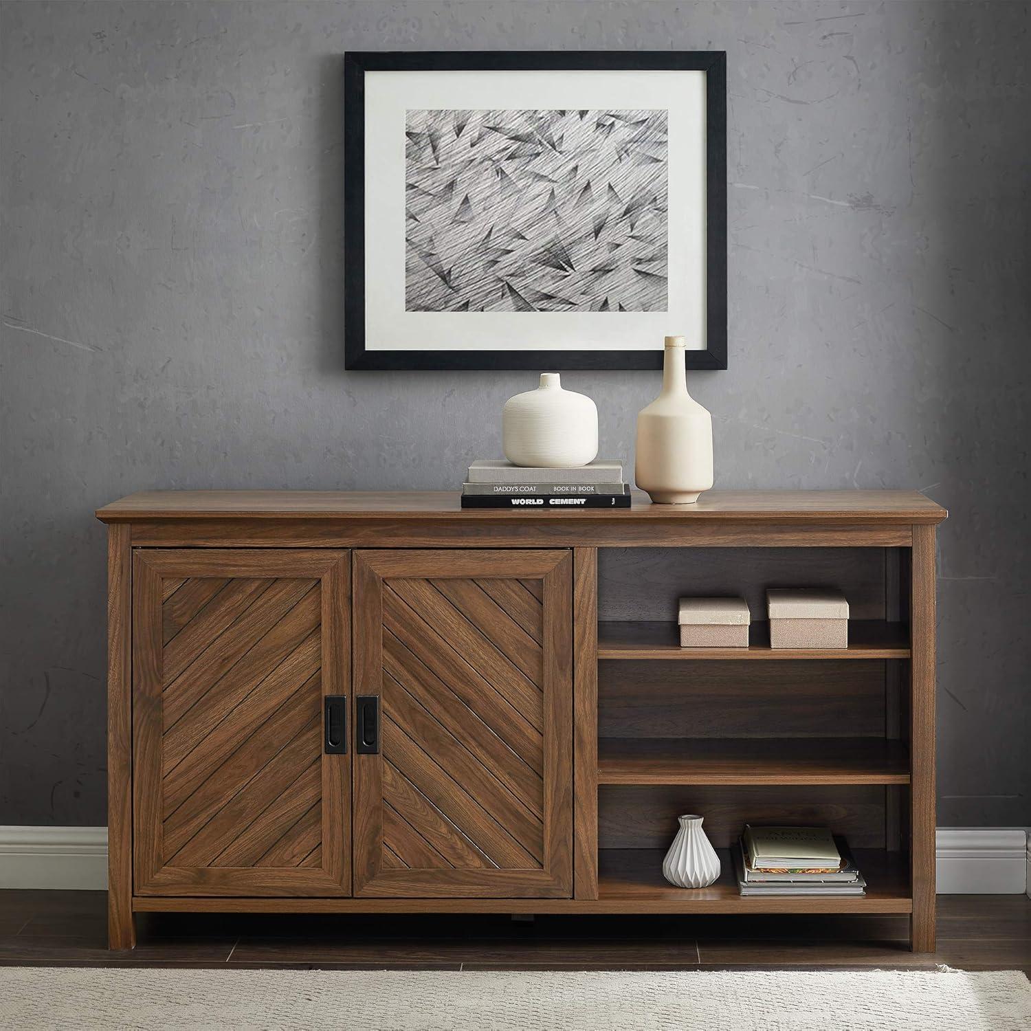 Stayton Dark Walnut Transitional 2-Door Sideboard with Adjustable Shelves