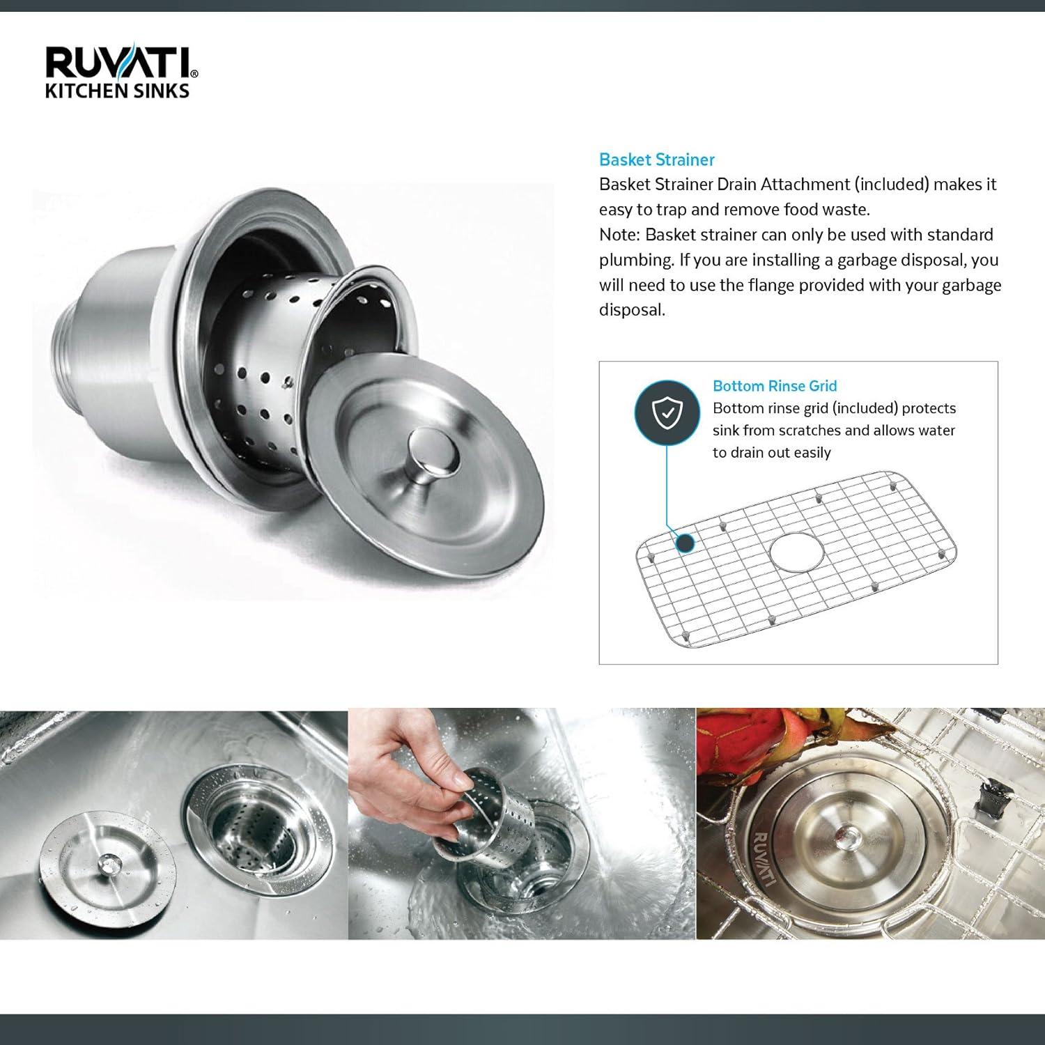 Ruvati 35" Triple Bowl Undermount 16 Gauge Stainless Steel Kitchen Sink