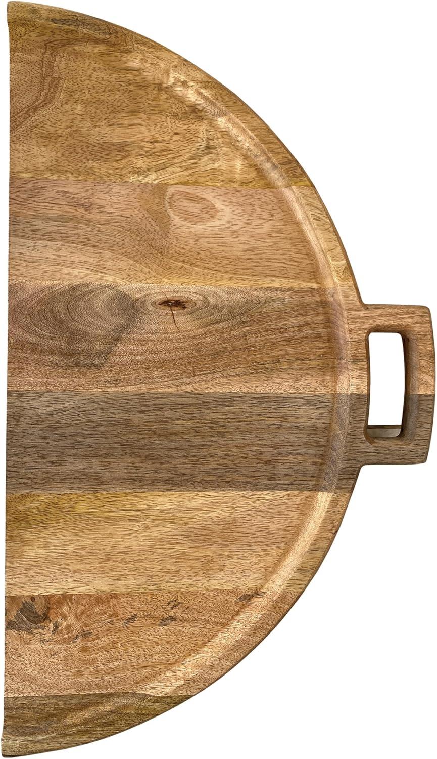 Natural Mango Wood and Gold Stainless Steel Folding Cheese Board