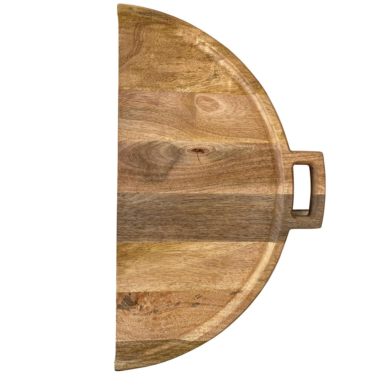 Natural Mango Wood and Gold Stainless Steel Folding Cheese Board