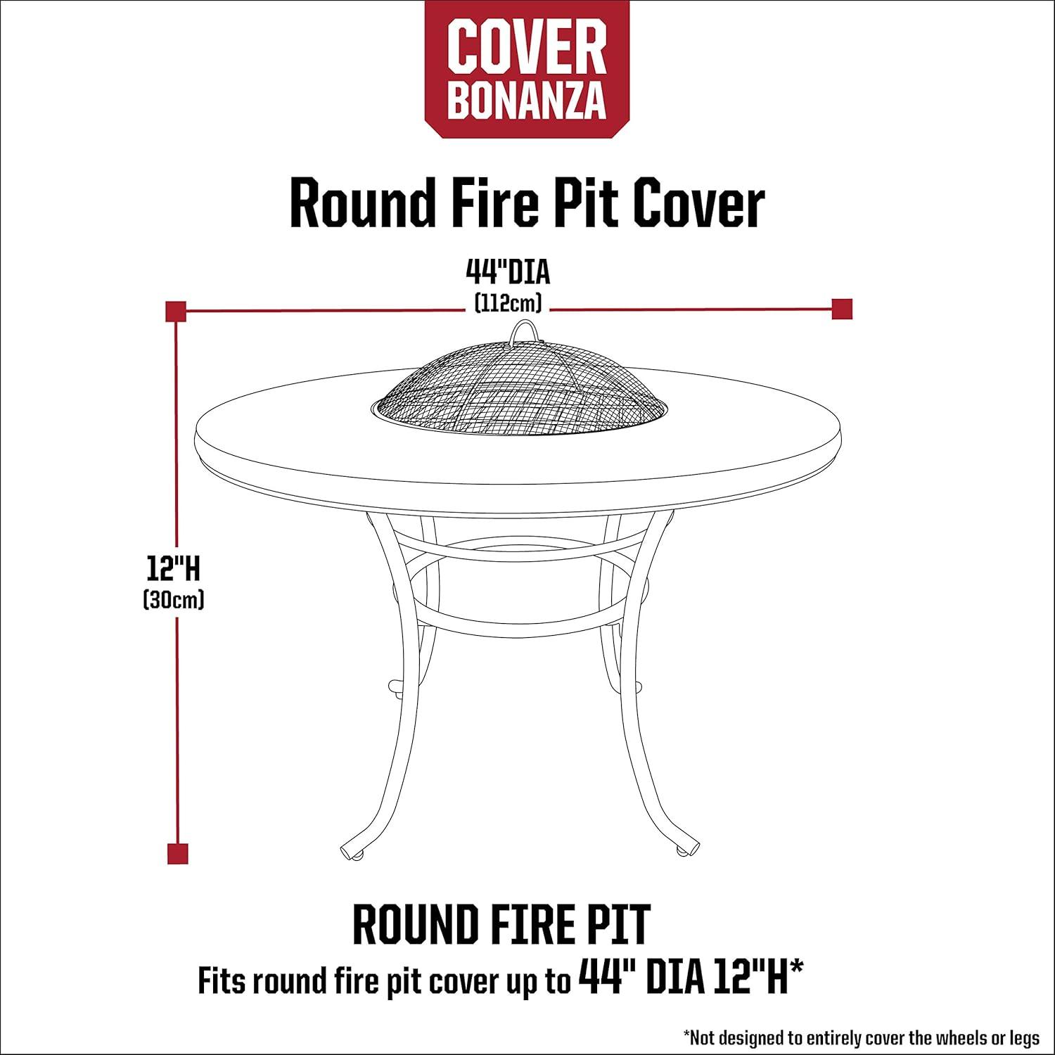 Gray Round 44'' Woven Polyester Fire Pit Cover