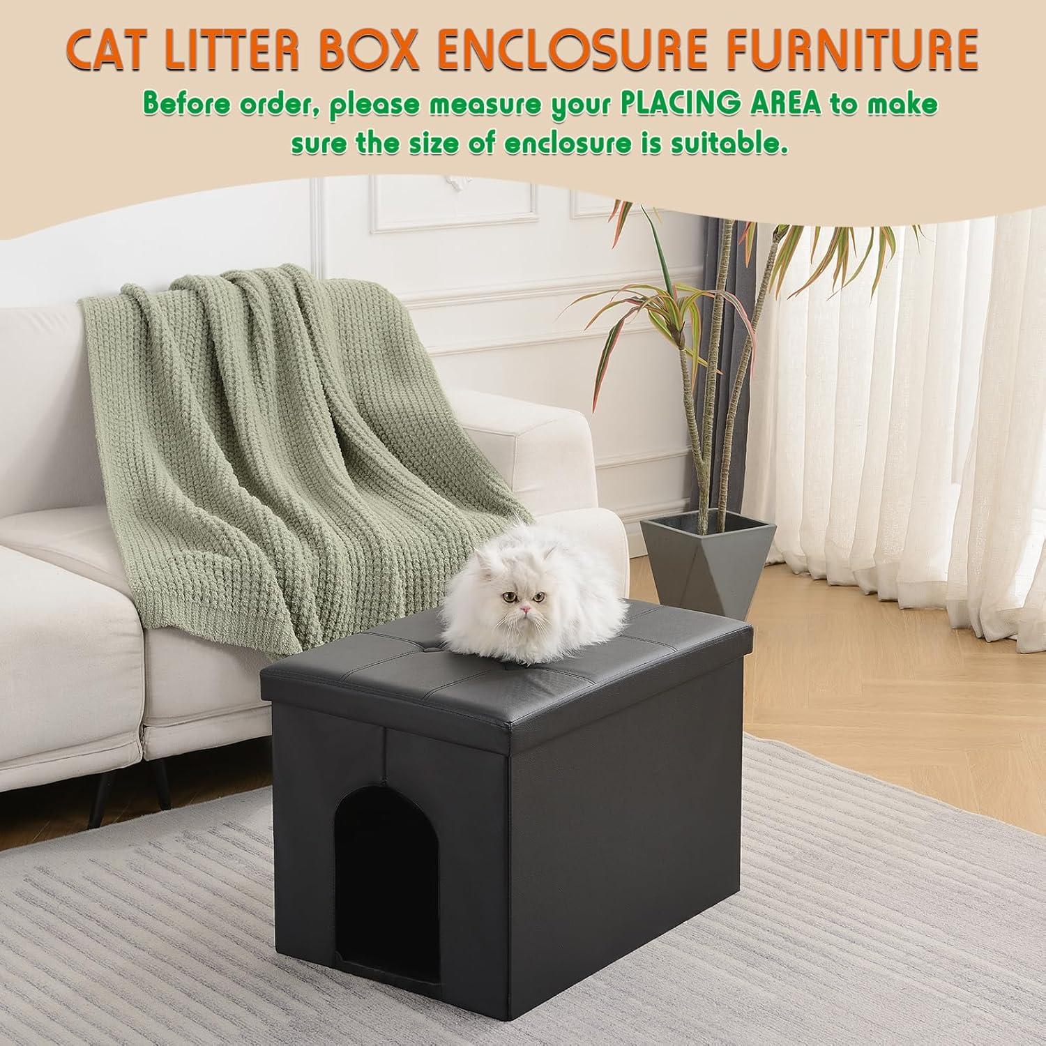 MEEXPAWS Cat Litter Box Enclosure Furniture Hidden, Cat Washroom Bench Storage Cabinet Small 19.7'' x 19.7'' x 19.7''| Dog Proof | Waterproof Inside | Easy Clean | Easy Assembly | Odor Control(Grey)
