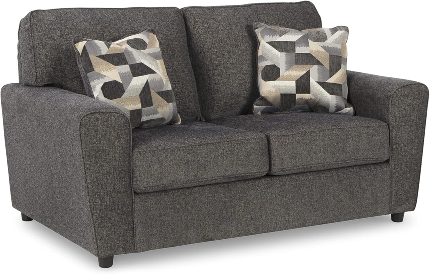 Slate Gray Fabric Loveseat with Removable Cushions