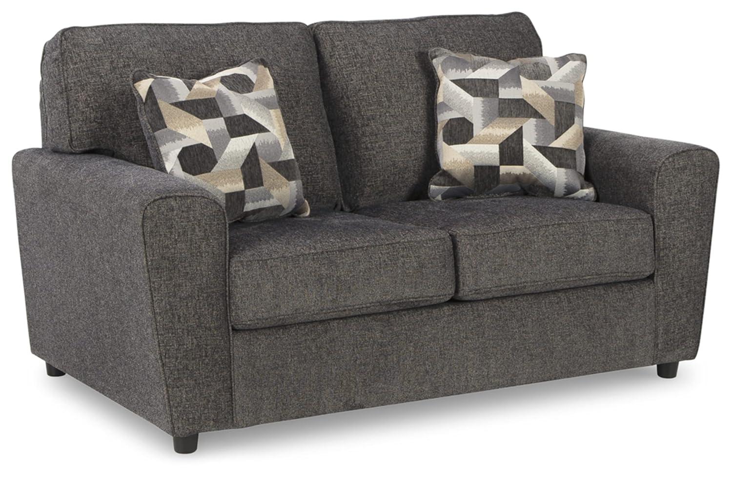 Signature Design by Ashley Cascilla Contemporary Fabric & Wood Loveseat in Gray