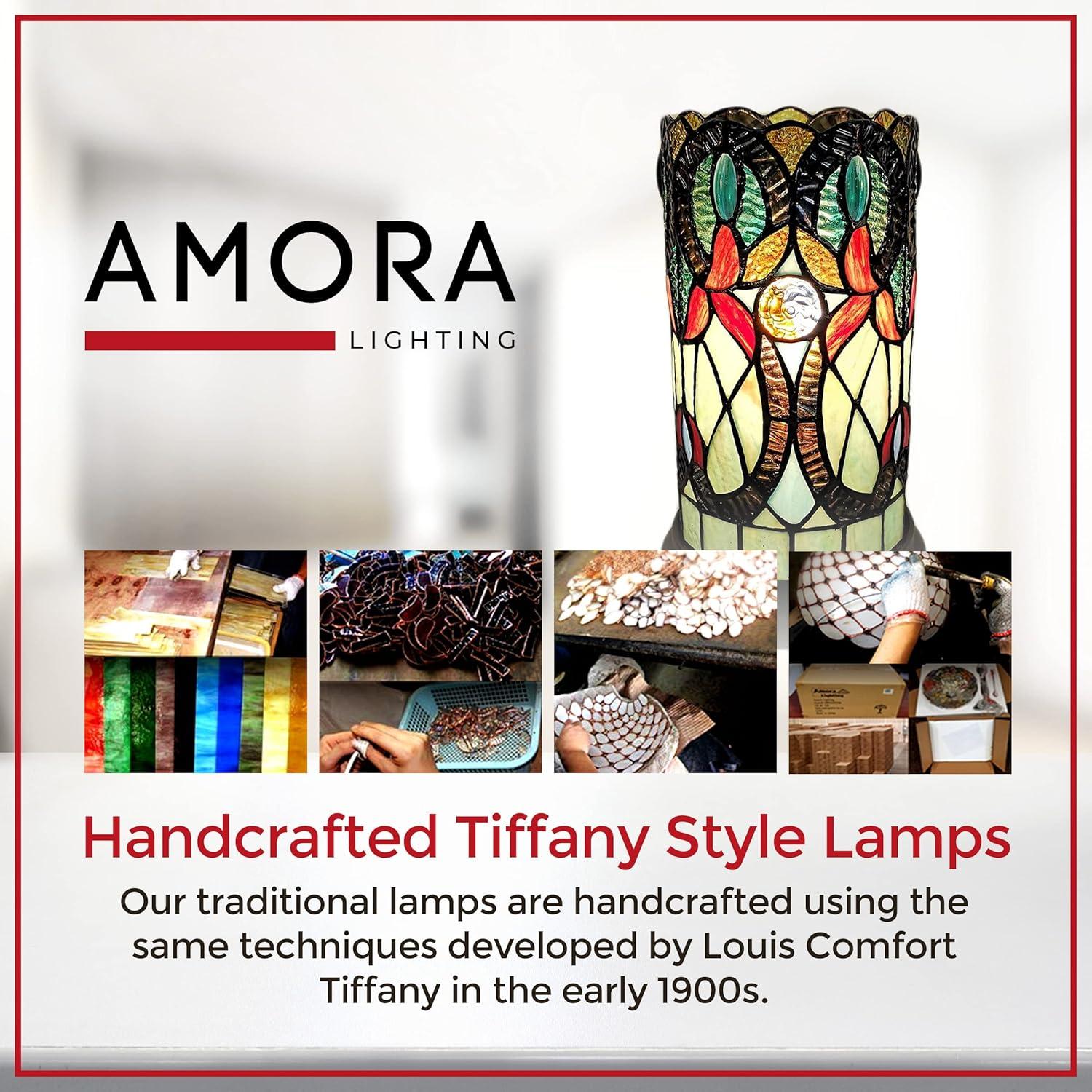 Amora Lighting Tiffany Style Floral Design Table Lamp 12" High