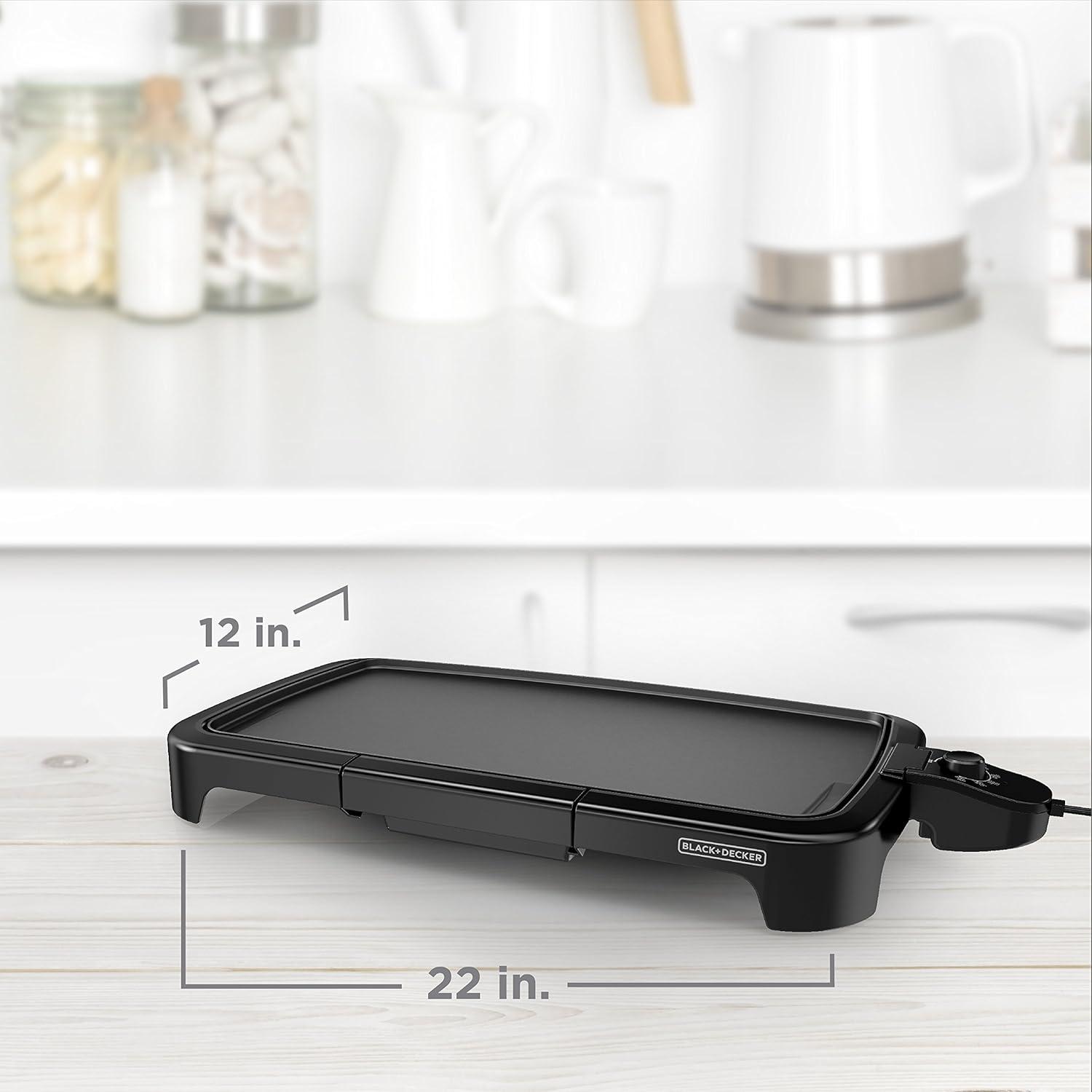 BLACK+DECKER Non-Stick Temperature Controlled 8 Serving Black Griddle