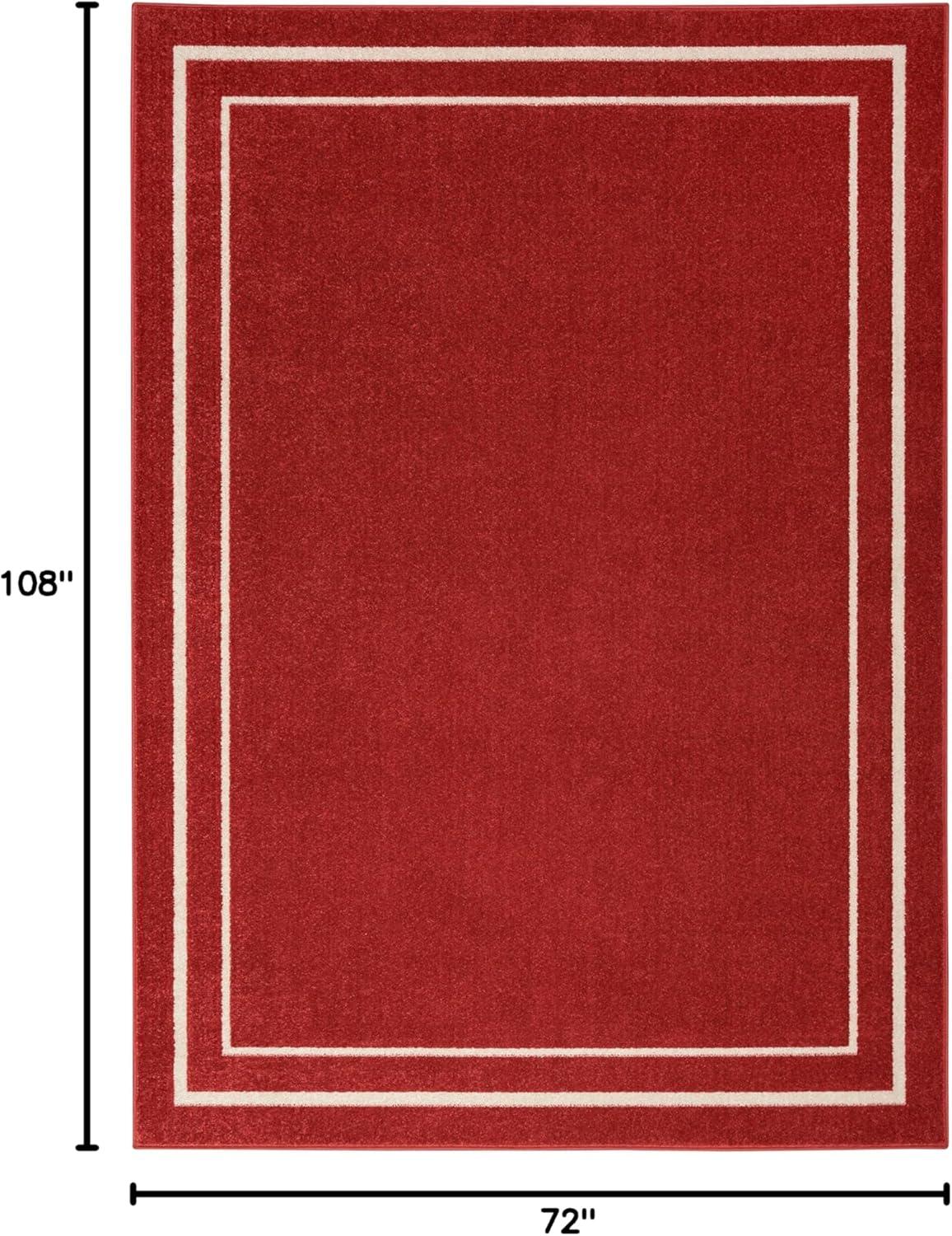 Nourison Essentials 6' x 9' Brick Ivory Contemporary Bordered Indoor/Outdoor Area Rug