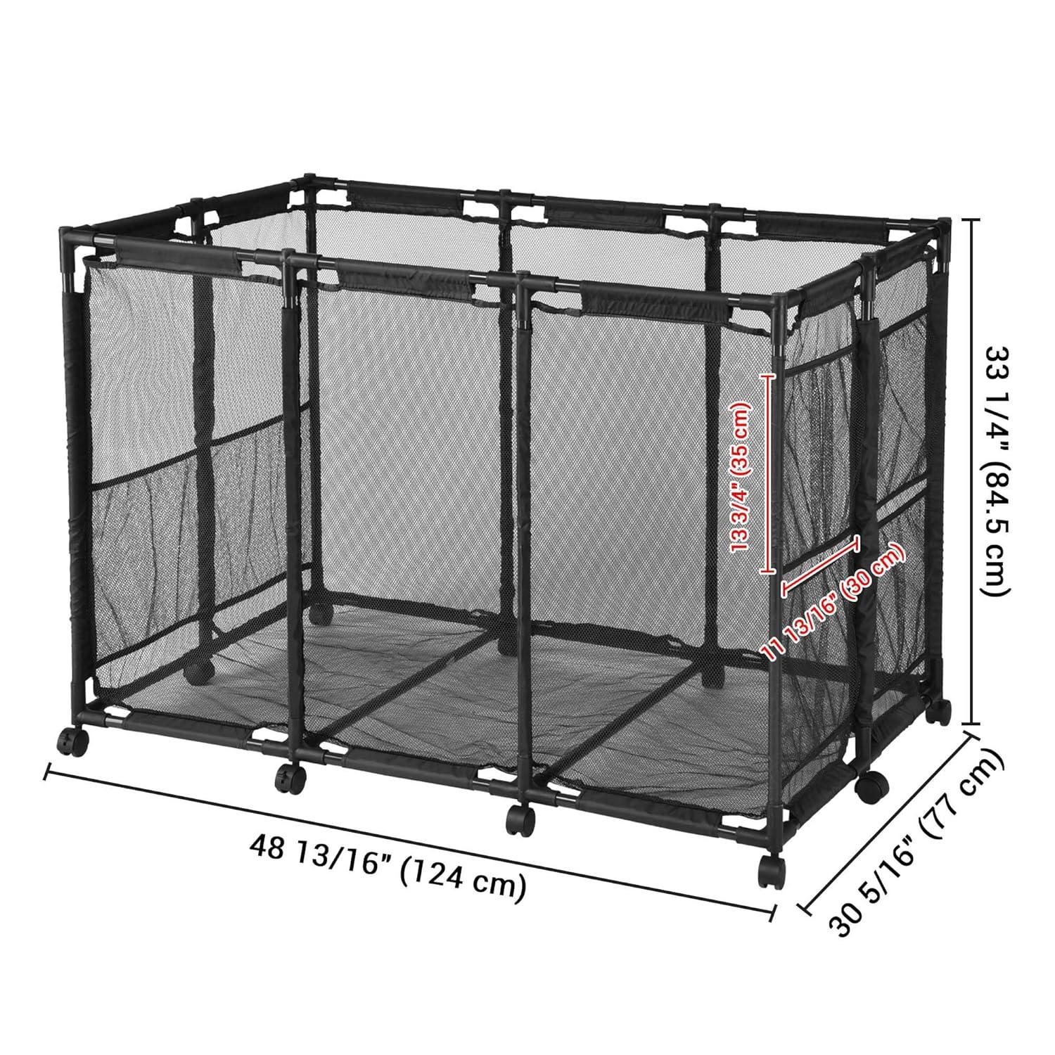 Yescom Metal Frame 10 Wheels Rolling Mesh Pool Storage Bin Pool Floats Storage Organizer for Pool Toys Balls Pool Noodles, Blue