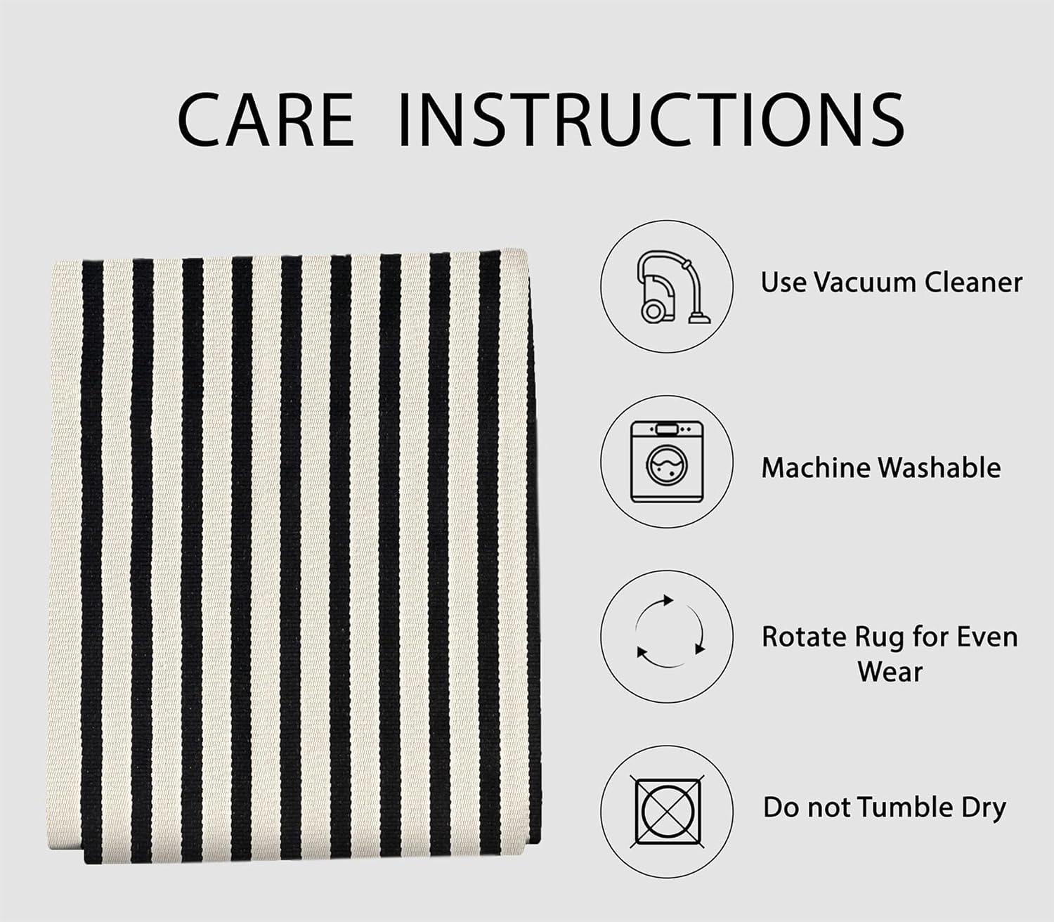 IOHOUZE Navy and White Striped Rug 2'x3' Front Door Rugs, Small Washable Area Rug for Front Porch, Spring Summer Doormats Outdoor Indoor, Cotton Rugs for Entryway Porch Entrance