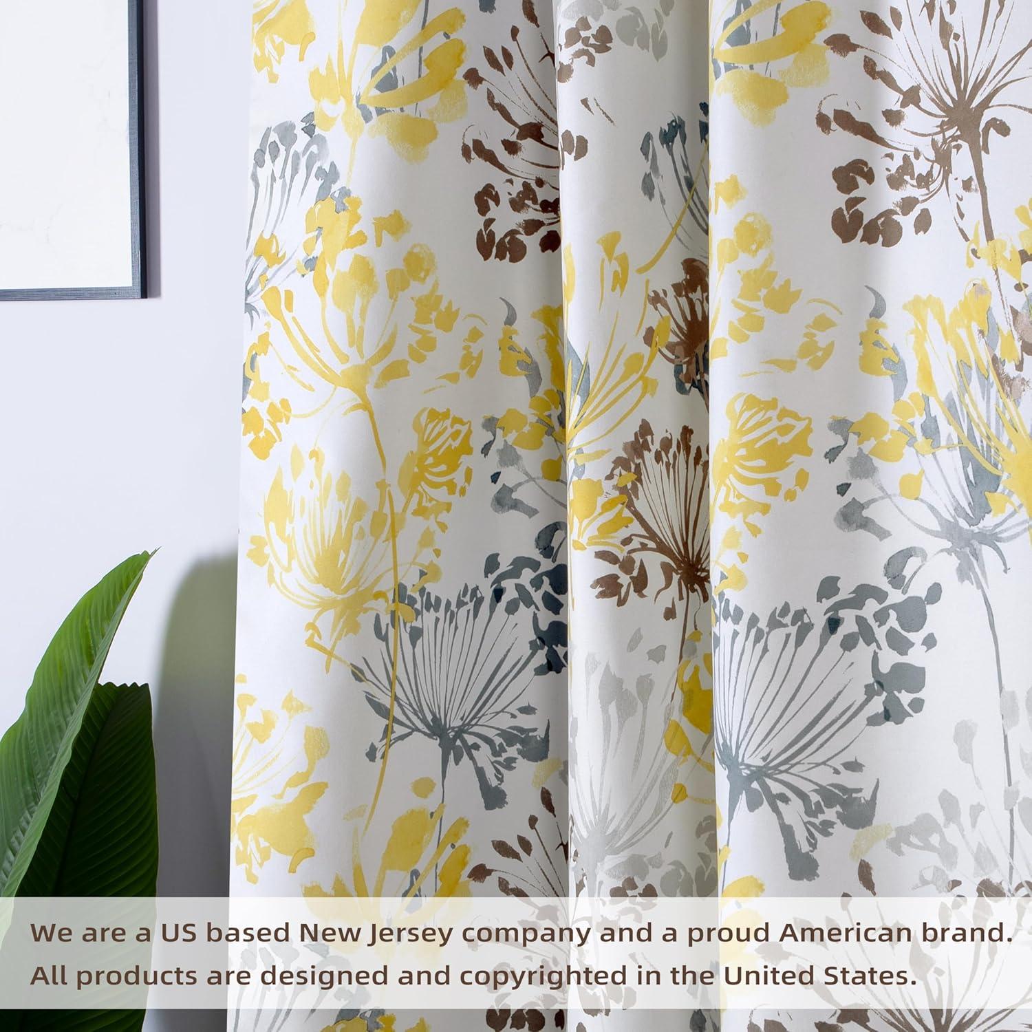 Acacia Floral Yellow and White Blackout Rod Pocket Valance