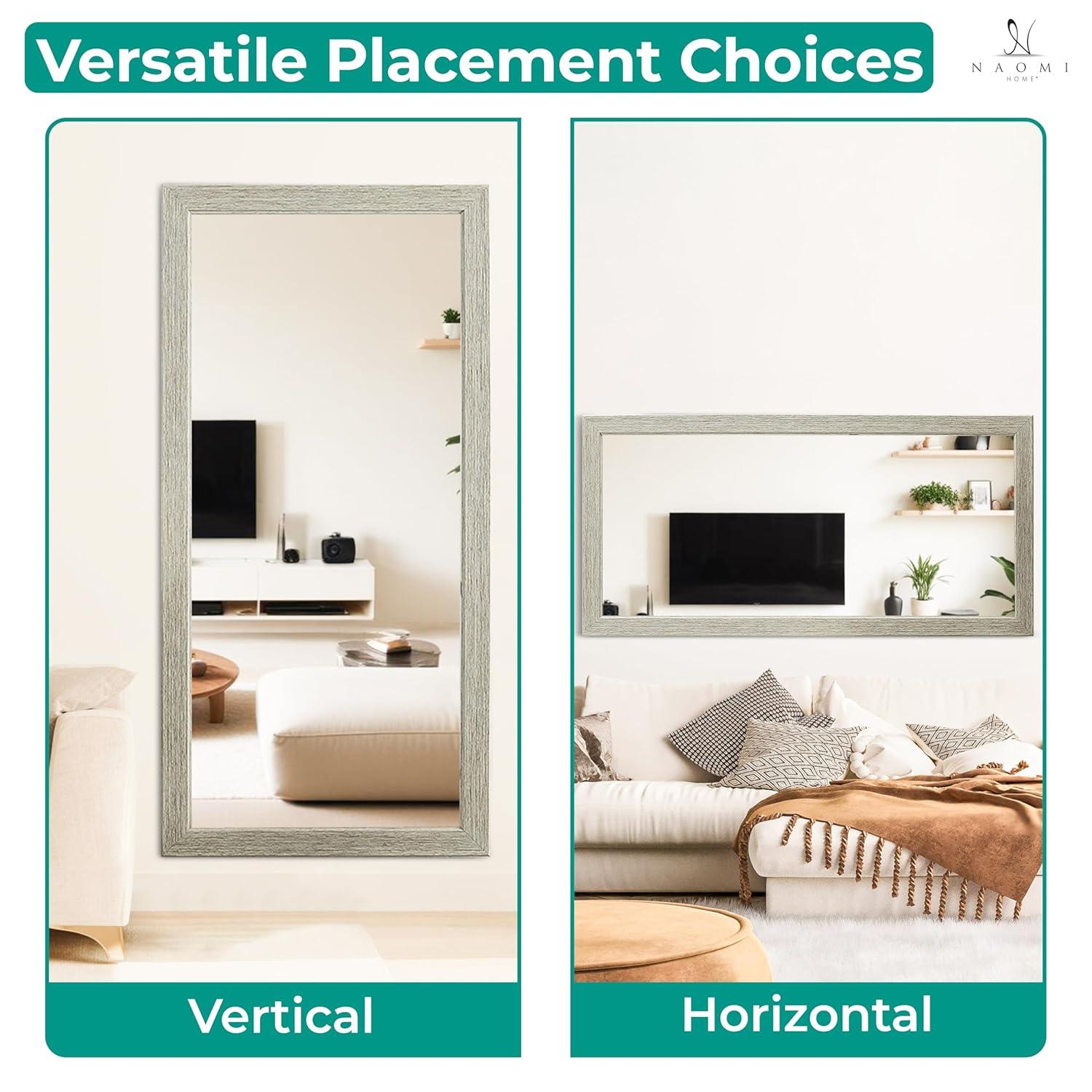 Rustic Green-Gray Full Length Wood Floor Mirror