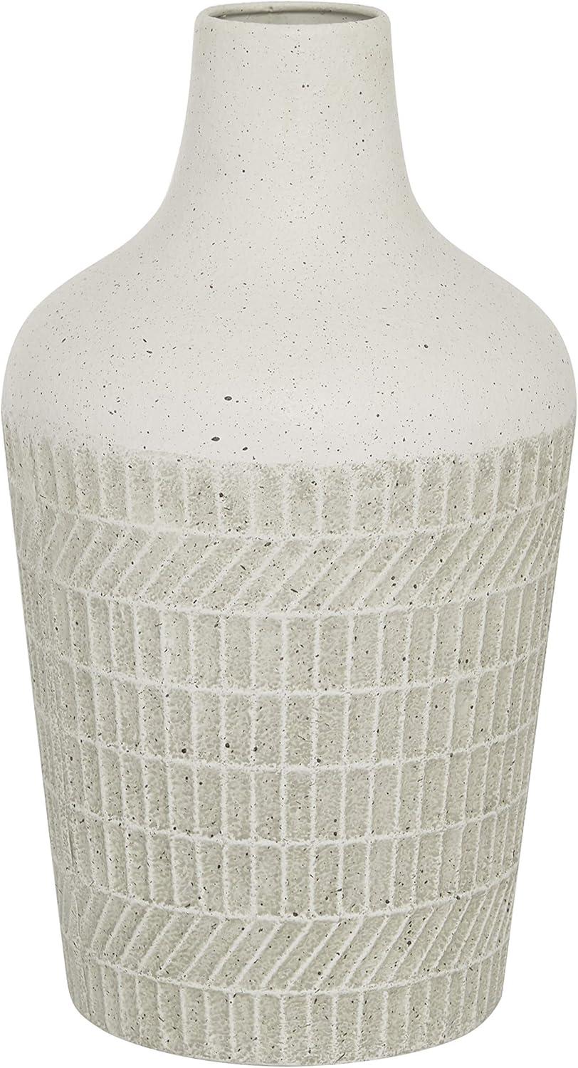 DecMode 13" Textured White Metal Vase