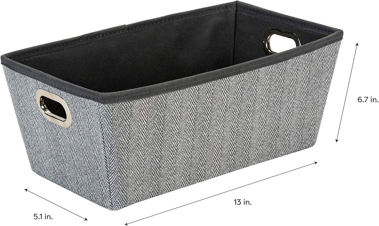 Simplify Small Herringbone Nonwoven Grommet Shelf Tote in Grey