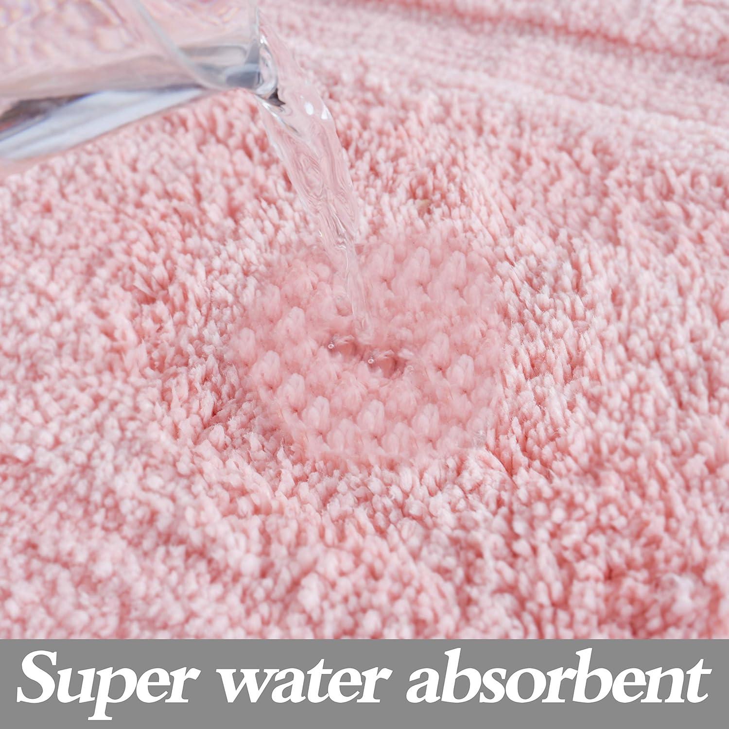 Pink Microfiber Non-Slip Waterproof Bath Mat