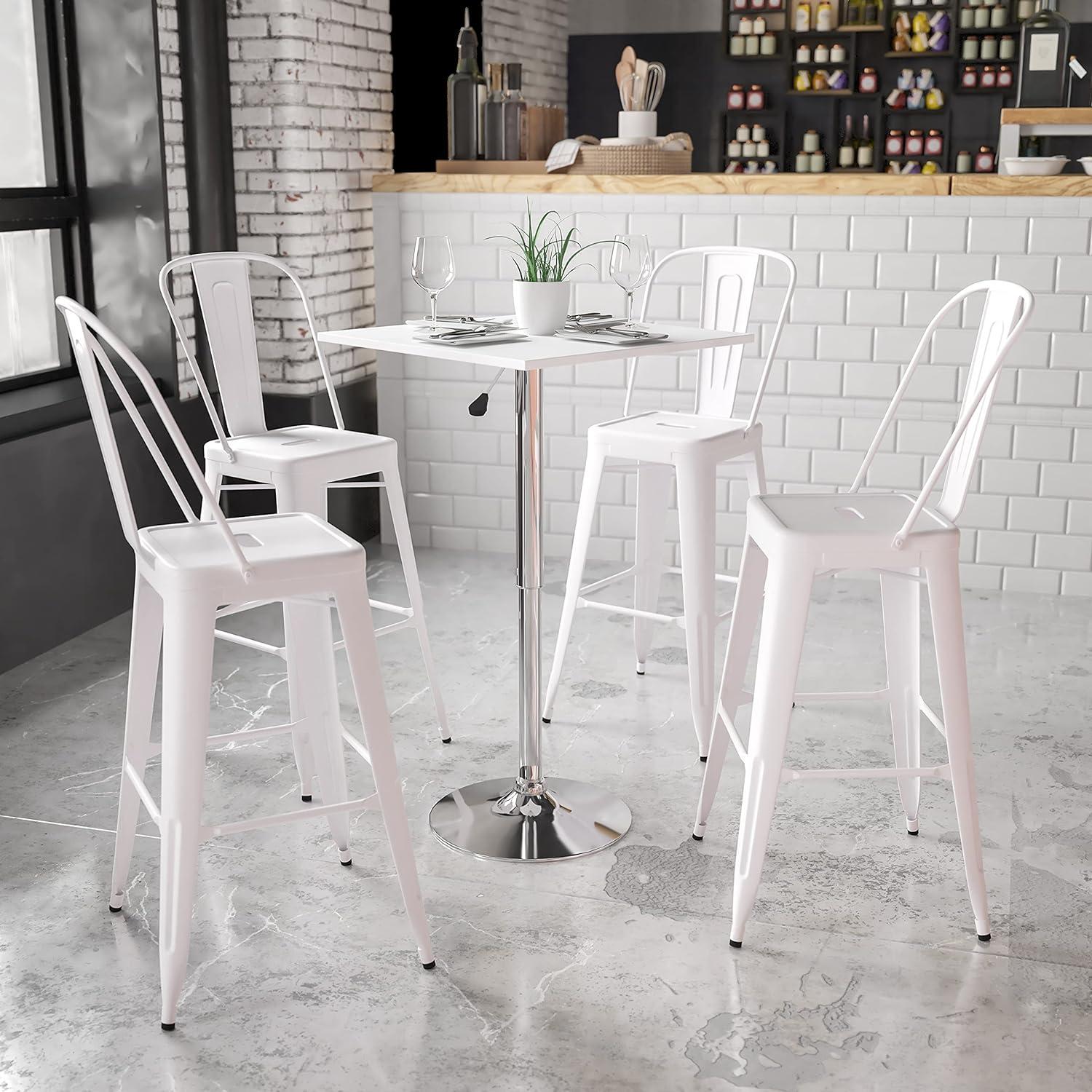 Flash Furniture 23.75'' Square Adjustable Height White Wood Table (Adjustable Range 33'' - 40.5'')