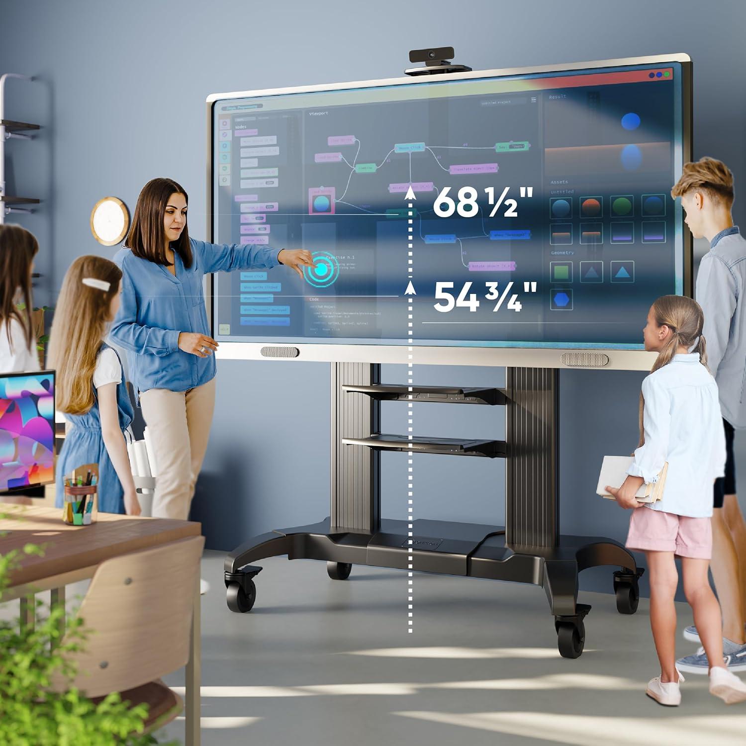 ONKRON Mobile TV Stand for 60-100 Inch Flat/Curved TV up to 301 lbs, Heavy Duty TV Stand Height Adjustable