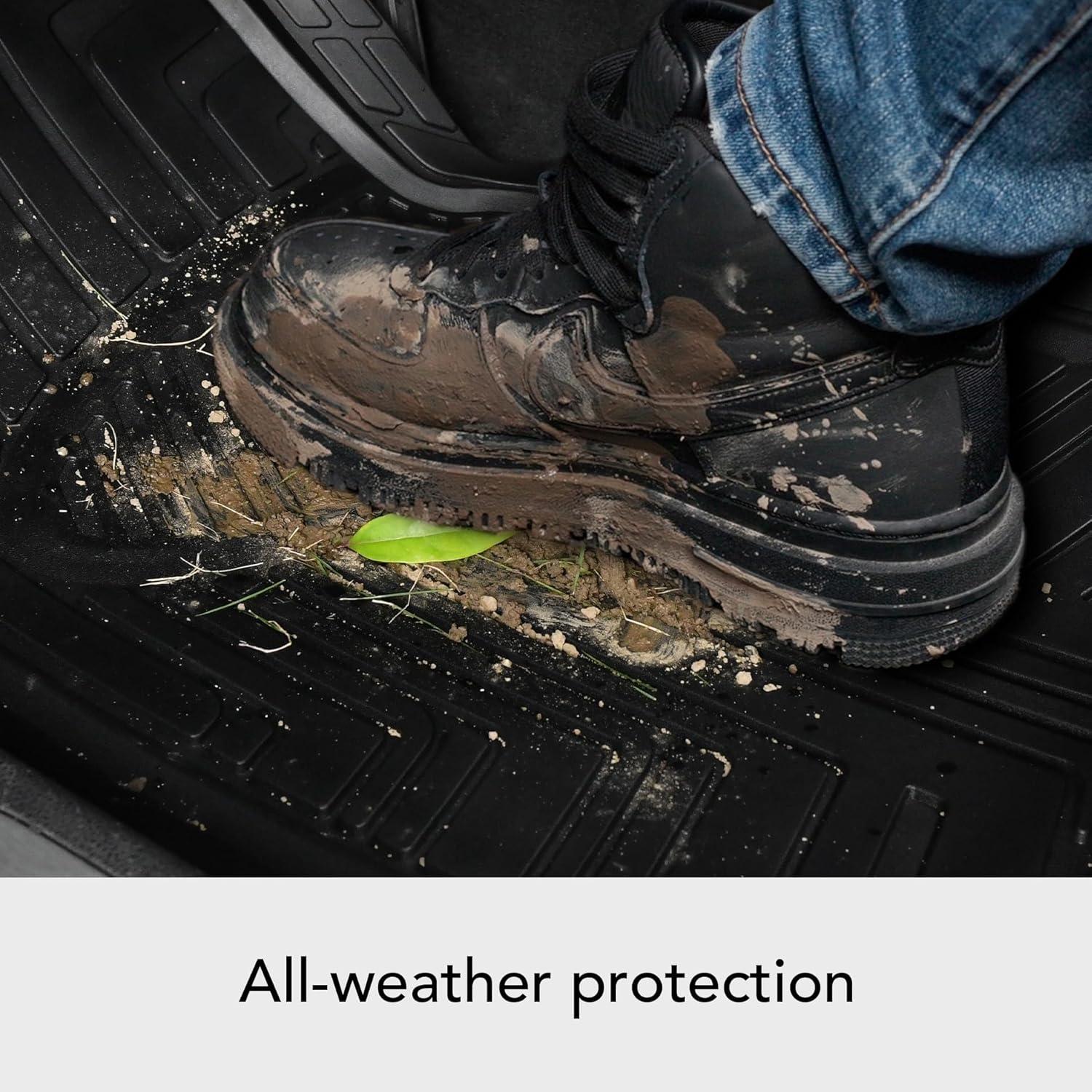 4-Piece Premium Rubber Floor Mat for Cars, SUVs and Trucks, All Weather Protection, Universal Trim to Fit