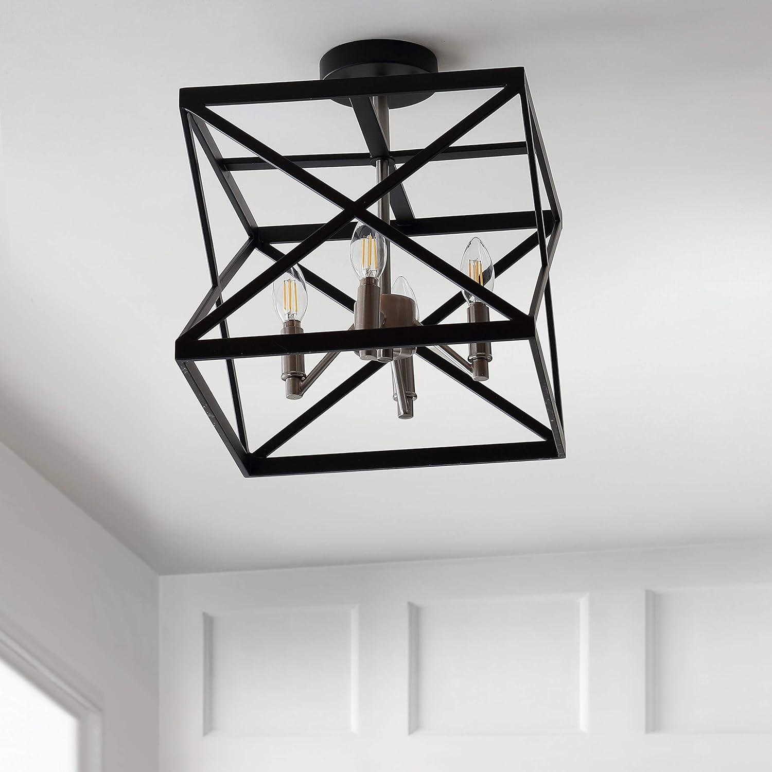 Matias 13'' Matte Black and Bronze LED Flush Mount Ceiling Light