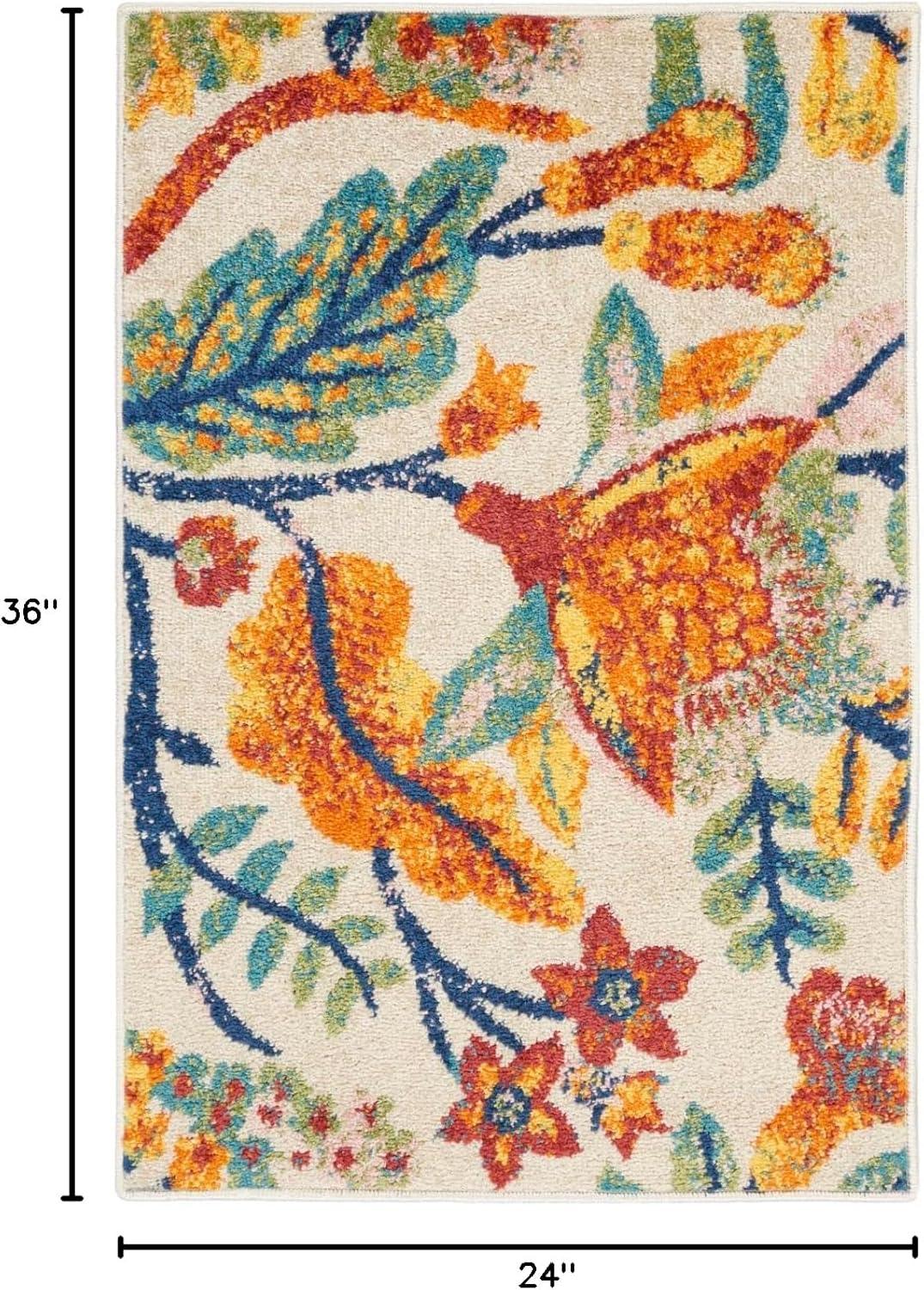 Nourison Allur Botanical Indoor Area Rug Ivory Multicolor 7'10" x 9'10"