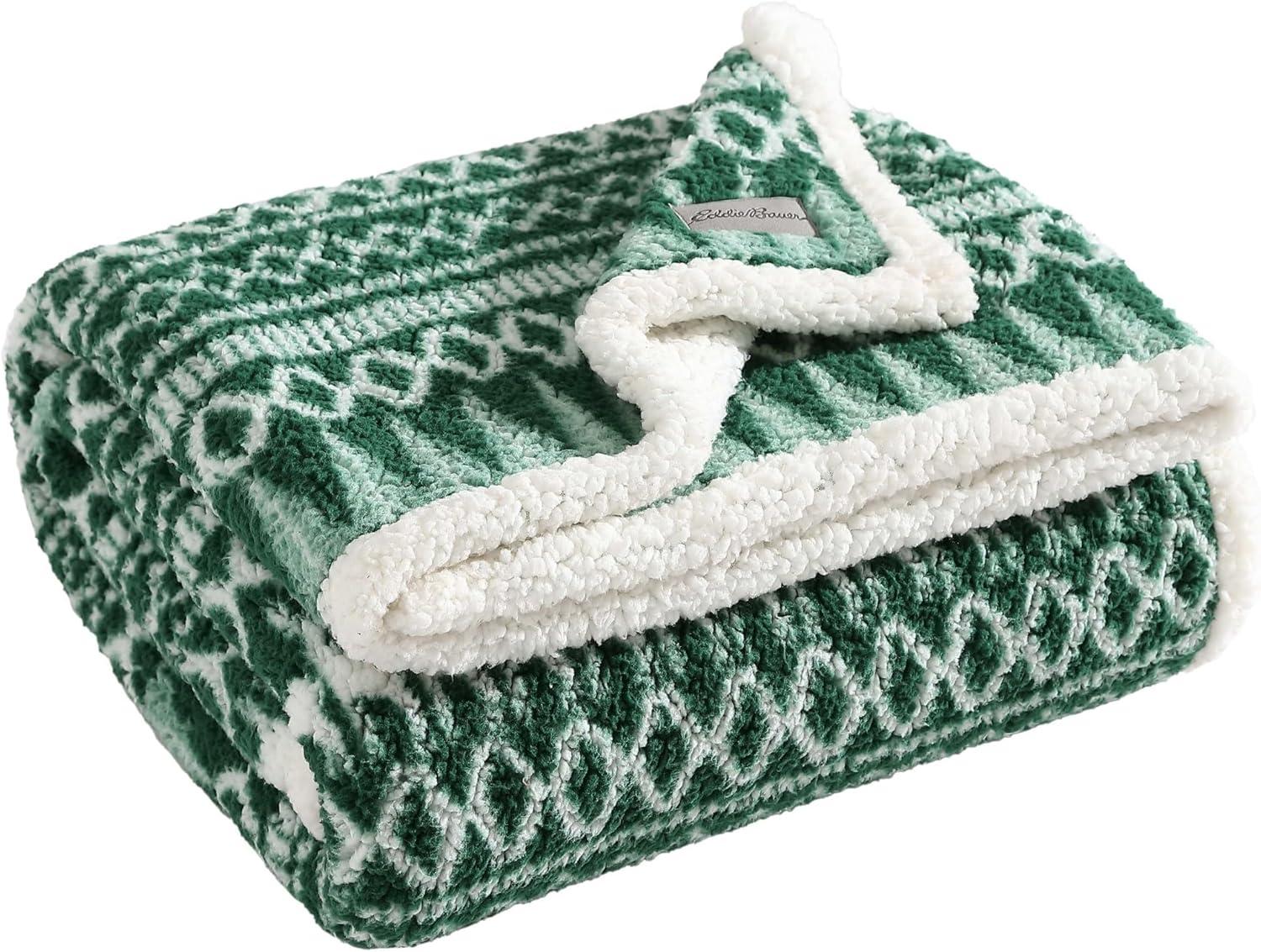 Eddie Bauer Printed Sherpa Reversible Throw Blankets