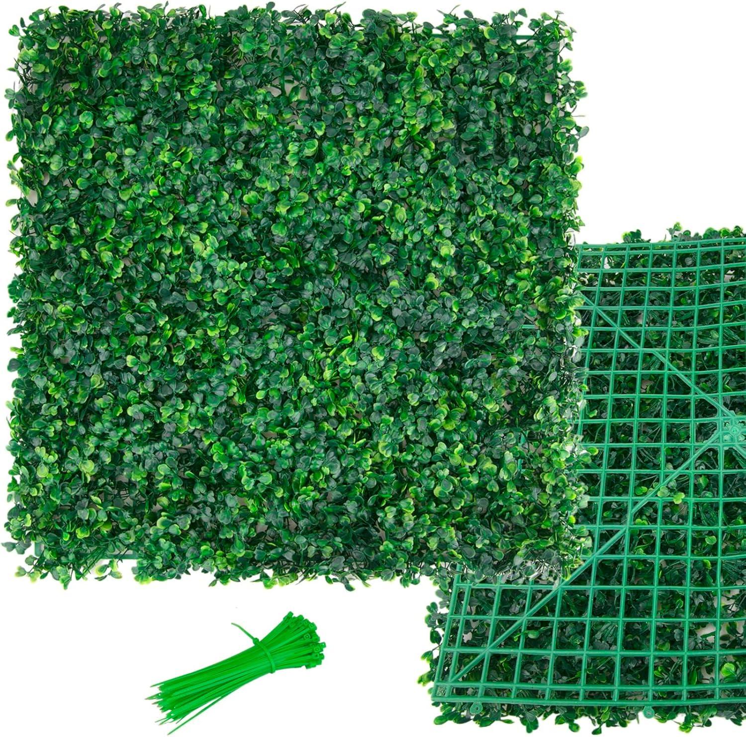 Grass Wall Panel 20'x20', 12Packs Artificial Greenery Wall Backdrop Faux Fence Privacy Screen Fake Hedge Topiary Boxwood Décor for Indoor Outdoor, Dark Green