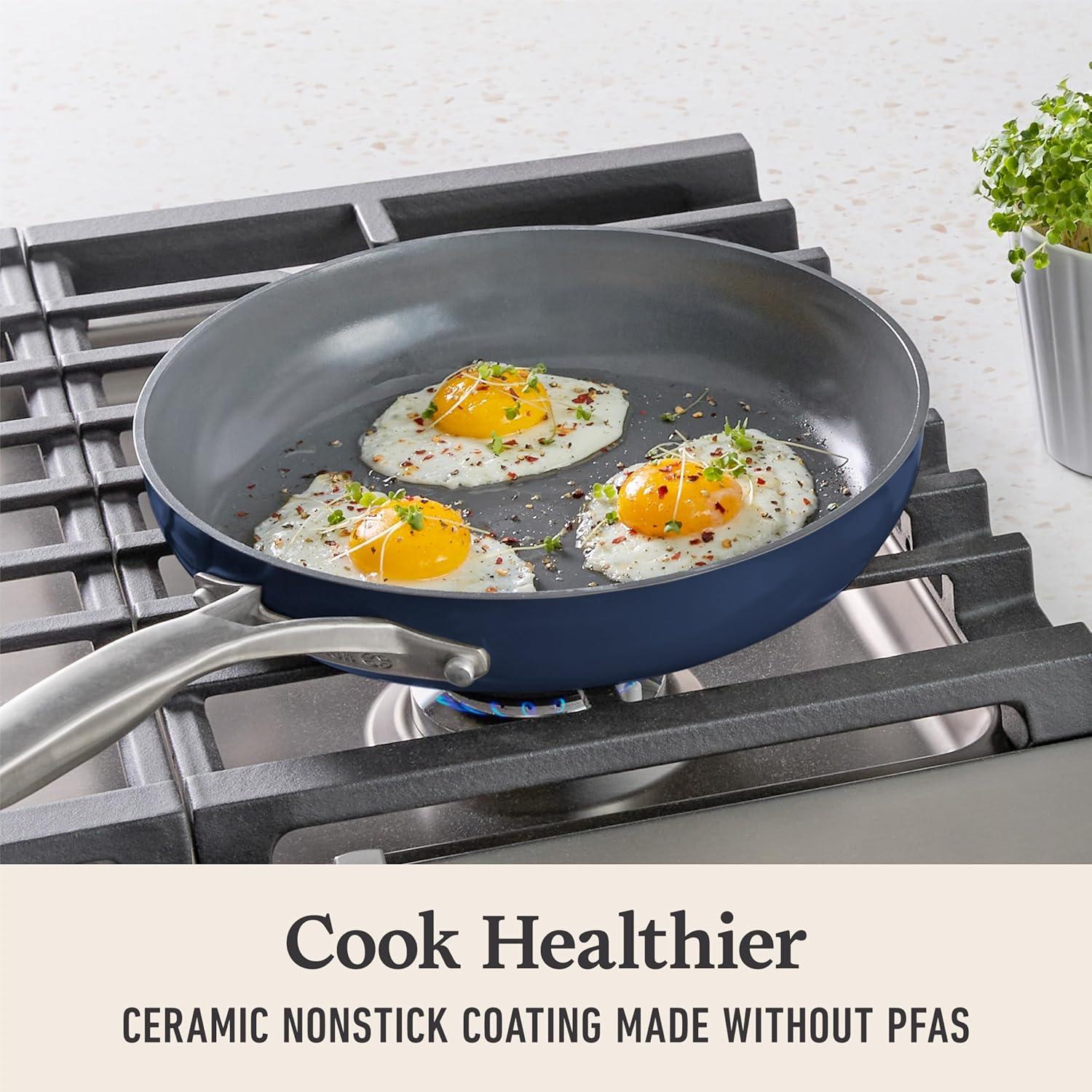 Calphalon  Premier Ceramic Nonstick 8" and 10" Frying Pan Set, Midnight Blue