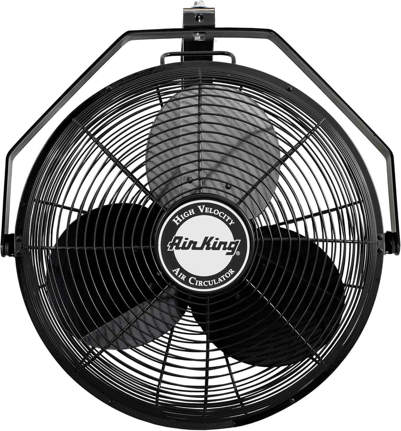 Air King 18" Industrial Grade 1/6 HP High Velocity Wall Mount Fan, 28" H, Black, 9518, New