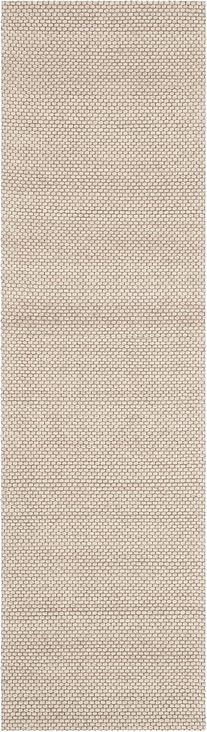 Handwoven Artisan Beige Wool Blend 27"x12" Casual Rug