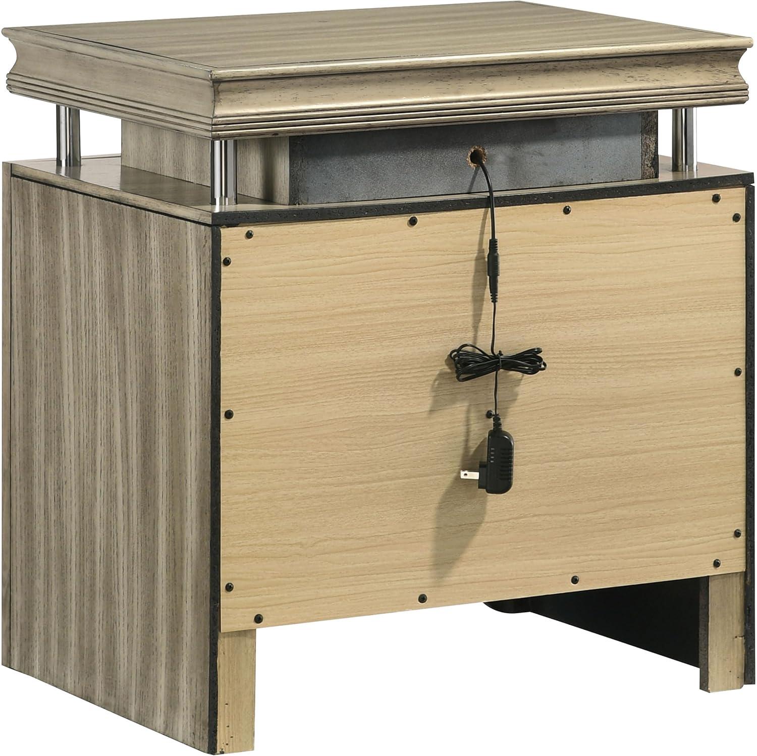 Coaster Home Furnishings Giselle 3-Drawer Nightstand Bedside Table with LED Rustic Beige