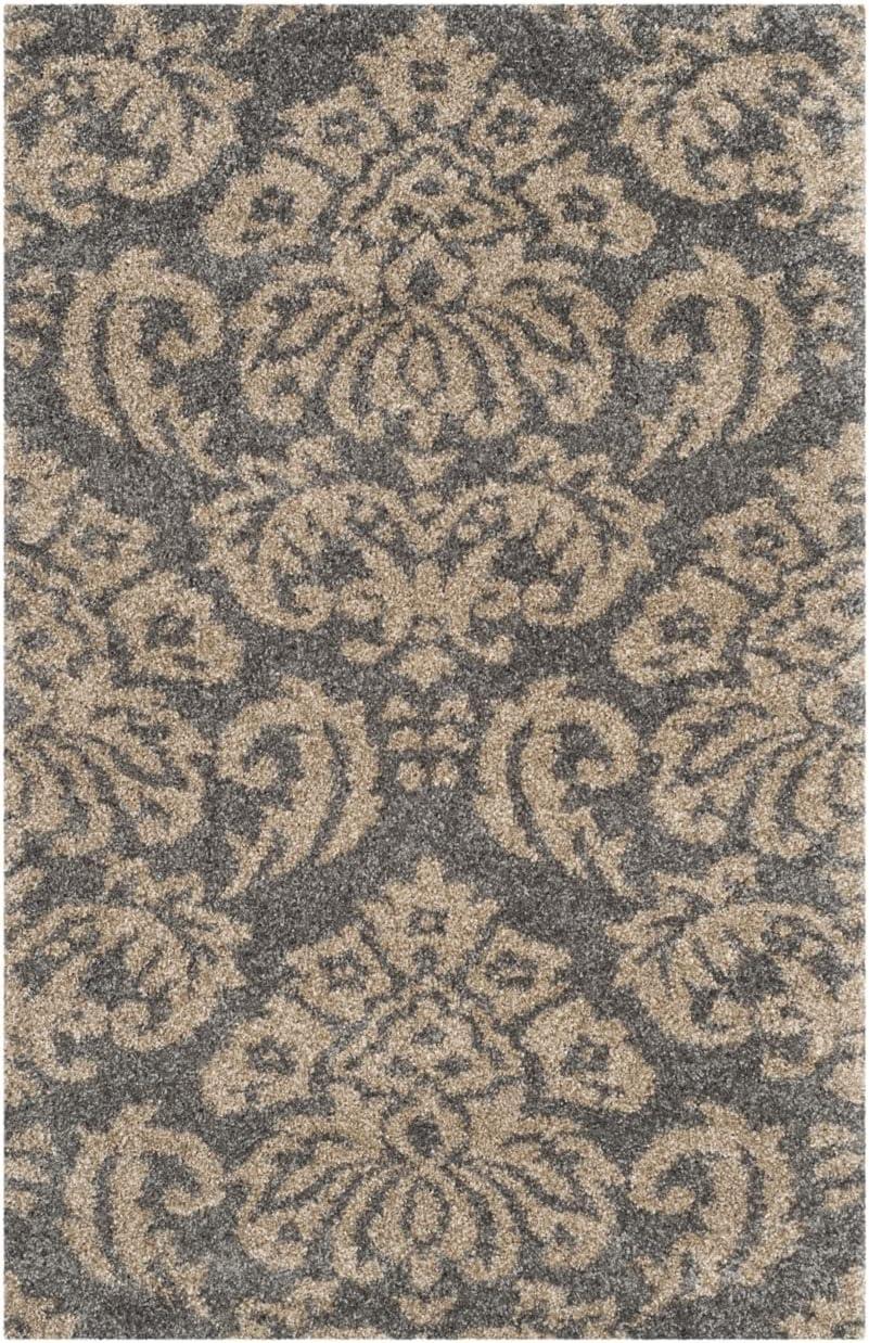 Florida Shag SG460 Power Loomed Indoor Accent Rug - Grey/Beige - 4'x6' - Safavieh