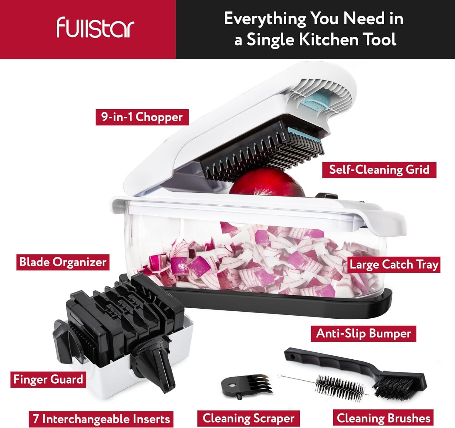 Fullstar - Vegetable Chopper, Food Chopper with Storage Container - 3 Blades, White