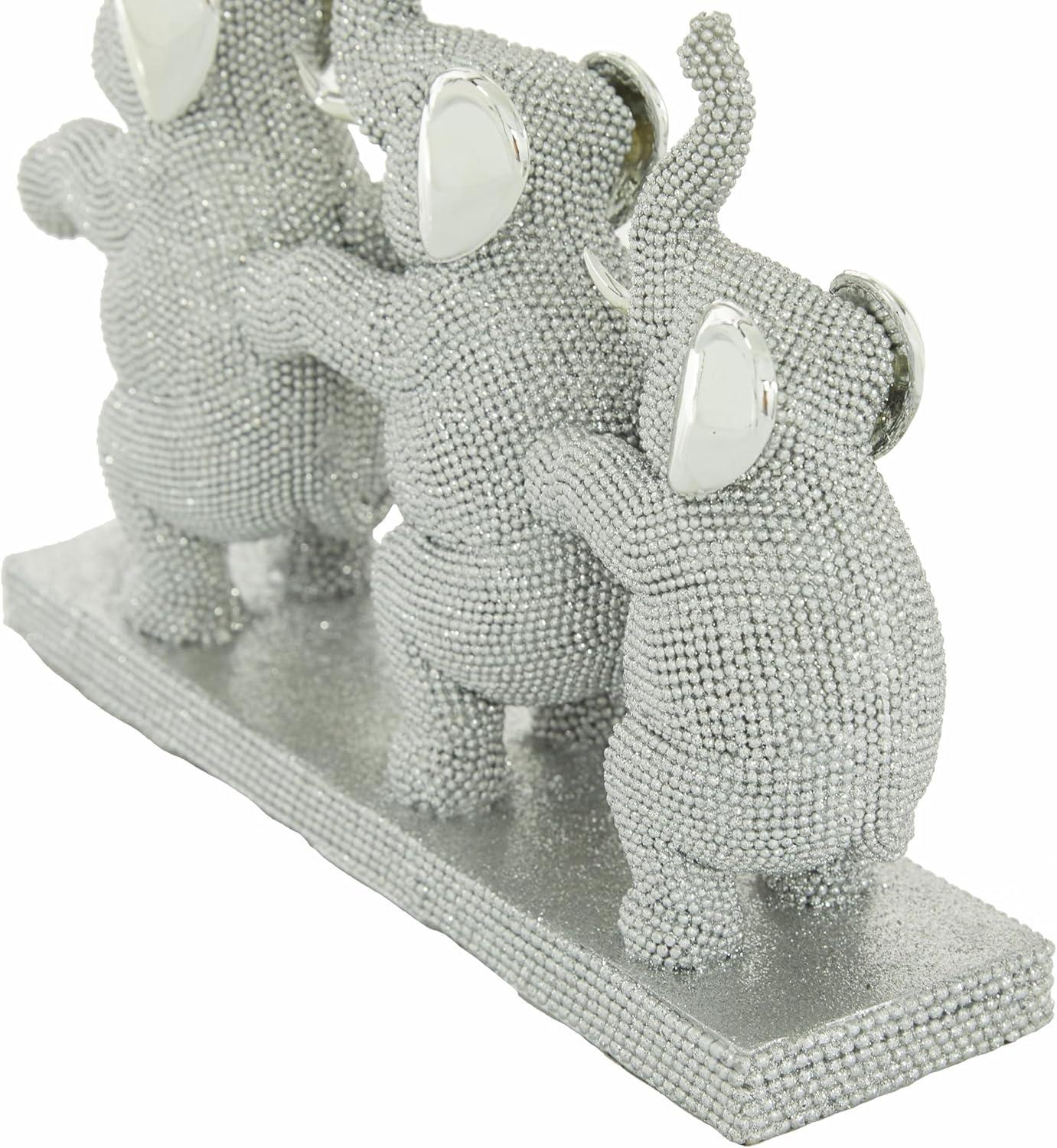 11" x 9" Silver Polystone Elephant Sculpture, by DecMode